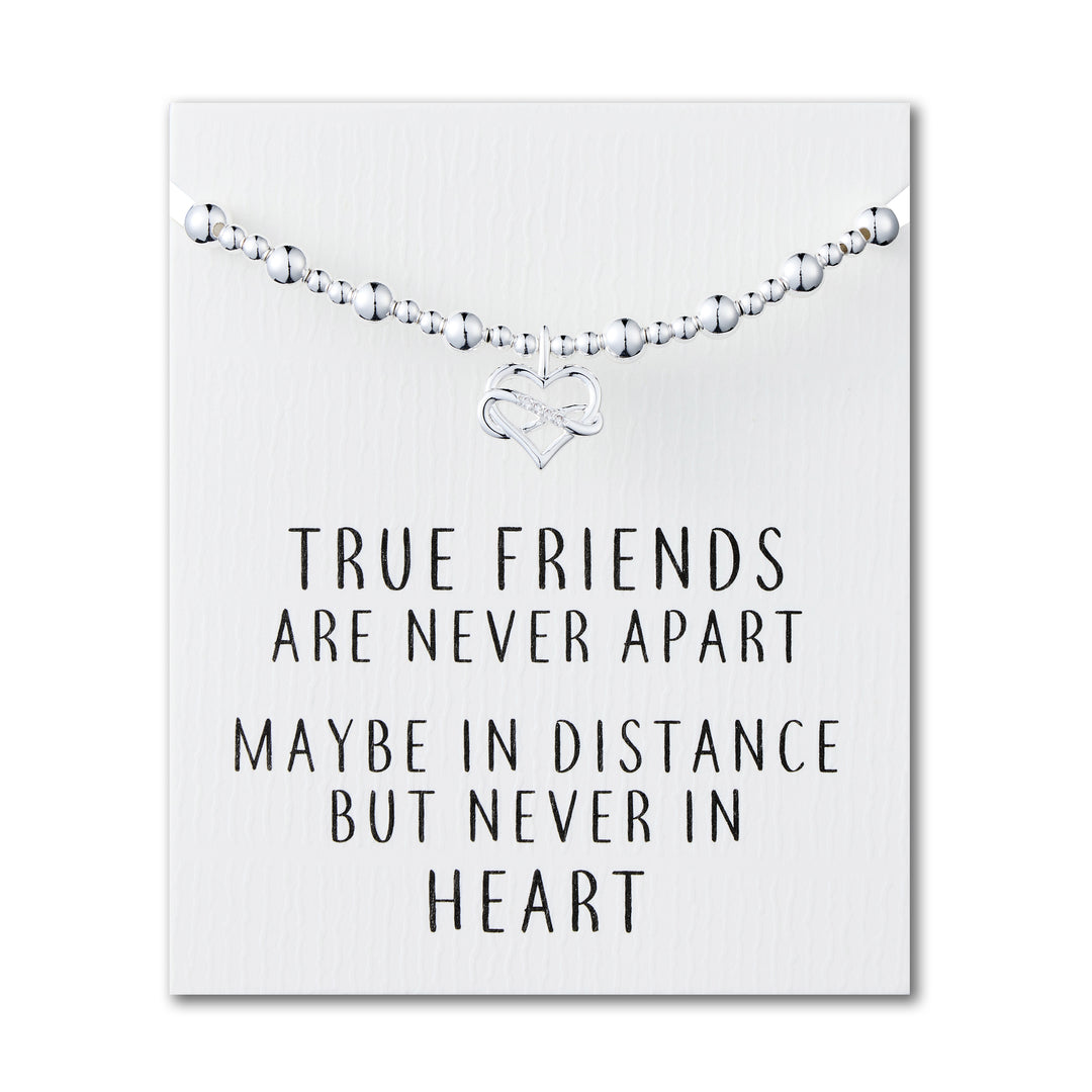 Infinity Heart Beaded Stretch True Friends Bracelet with Quote Card