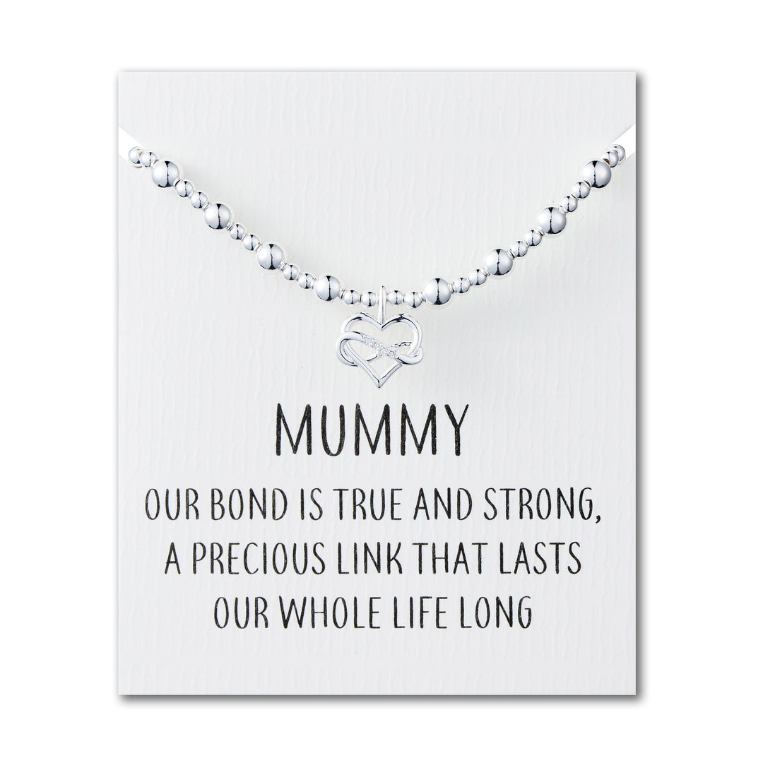 Mummy Infinity Heart Beaded Stretch Bracelet with Quote Card