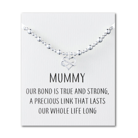 Mummy Infinity Heart Beaded Stretch Bracelet with Quote Card