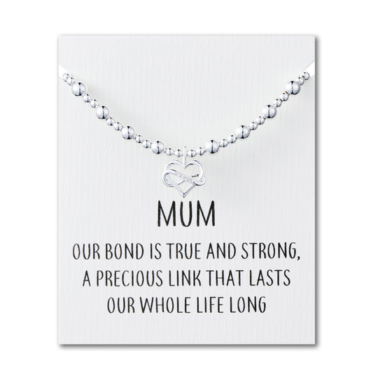 Mum Infinity Heart Beaded Stretch Bracelet with Quote Card