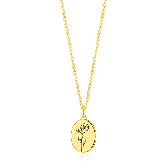 18k Gold Plated February Birth Flower Violet Necklace with Card