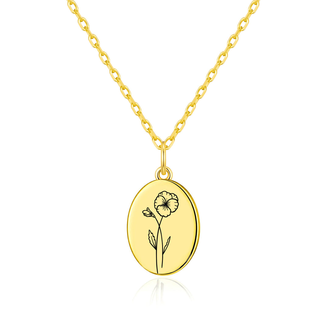 18k Gold Plated February Birth Flower Violet Necklace with Card