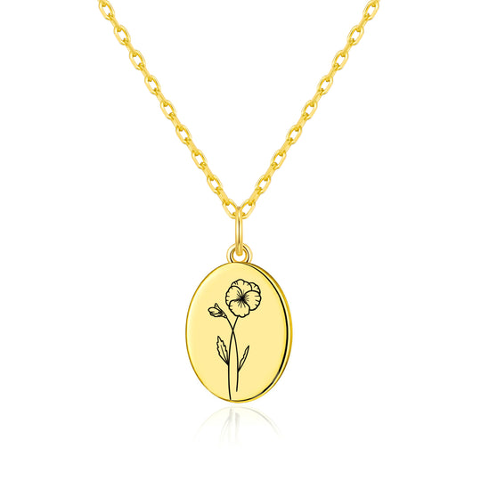 18k Gold Plated February Birth Flower Violet Necklace with Card