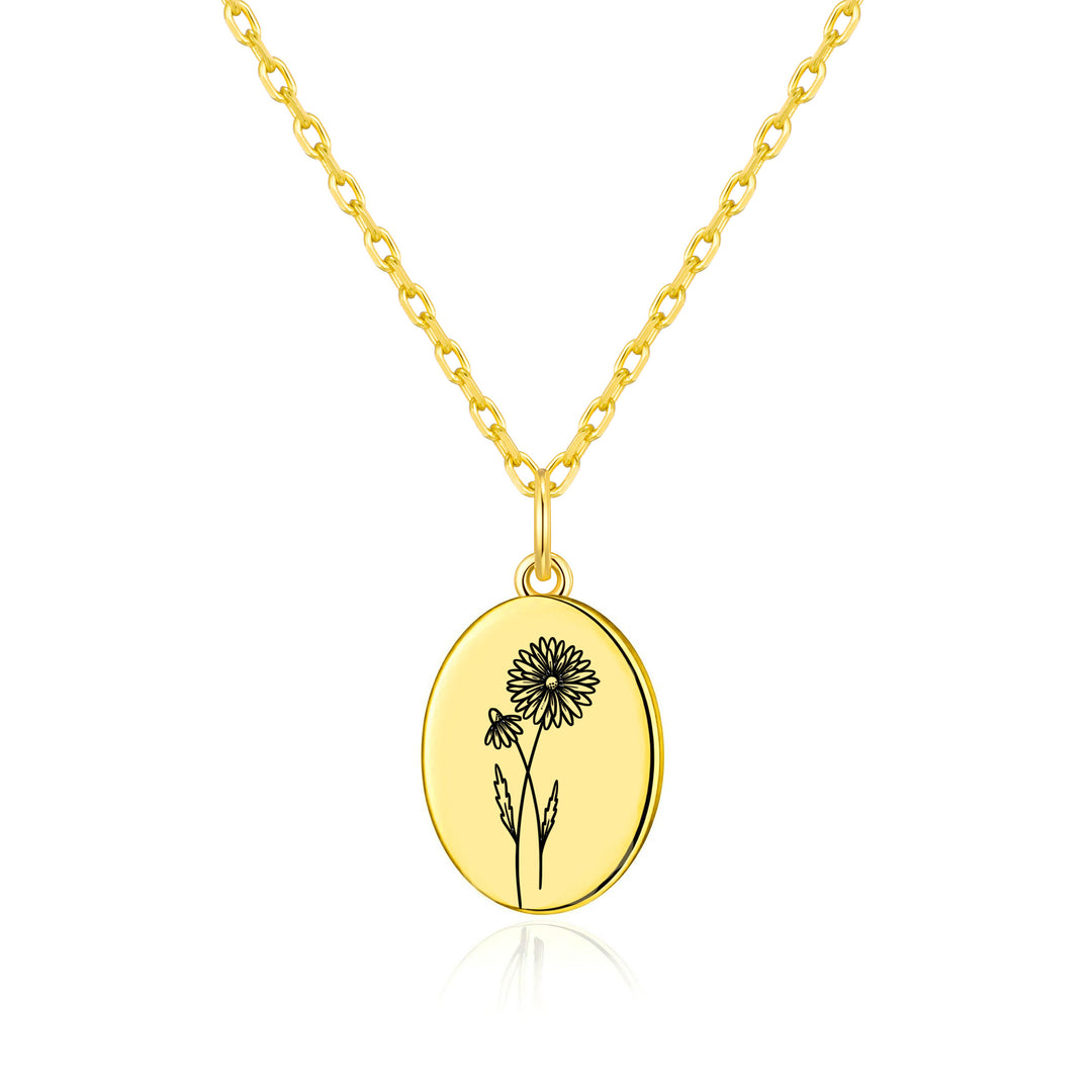 18k Gold Plated April Birth Flower Daisy Necklace with Card