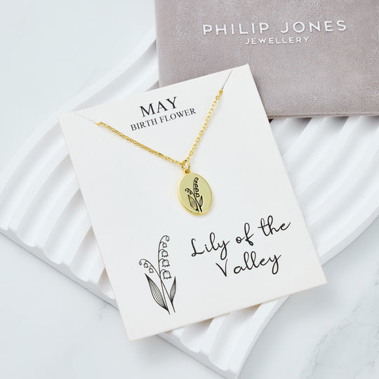 18k Gold Plated April Birth Flower Daisy Necklace with Card