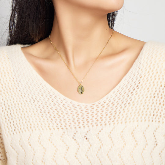 18k Gold Plated May Birth Flower Lily of the Valley Necklace with Card