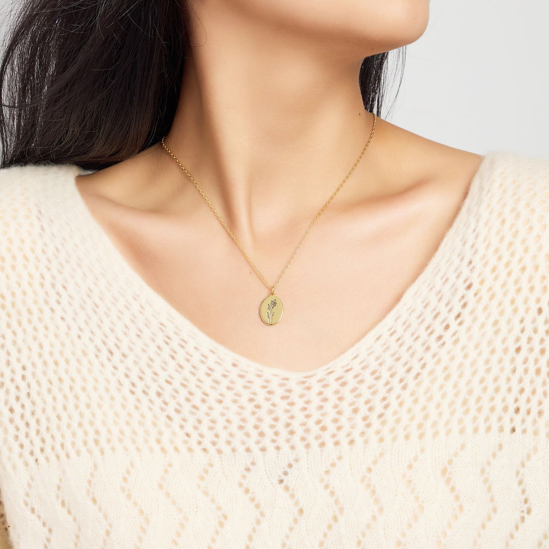 18k Gold Plated December Birth Flower Holly Berry Necklace with Card