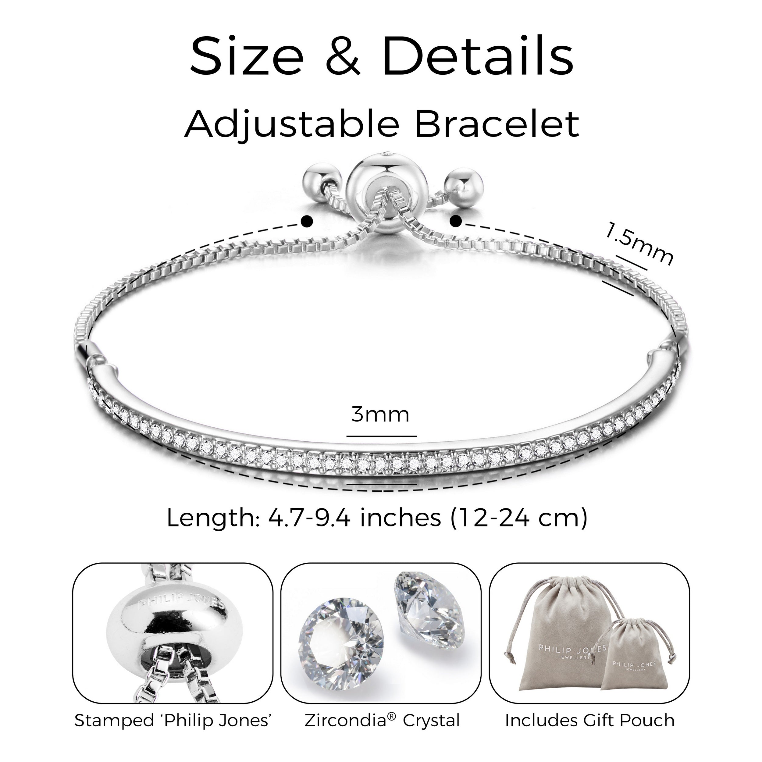 Silver Plated Friendship Bracelet Created with Zircondia® Crystals