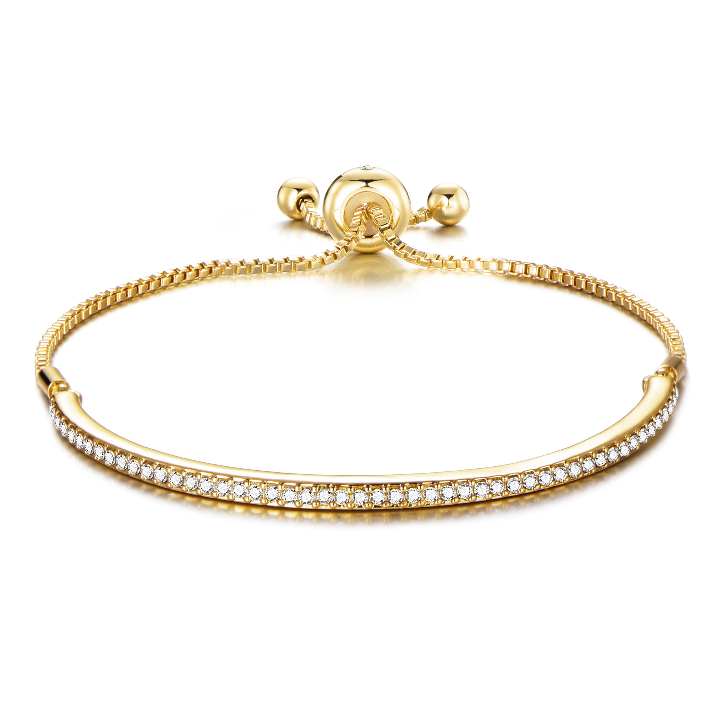 Gold Plated Friendship Bracelet Created with Zircondia® Crystals by Philip Jones Jewellery