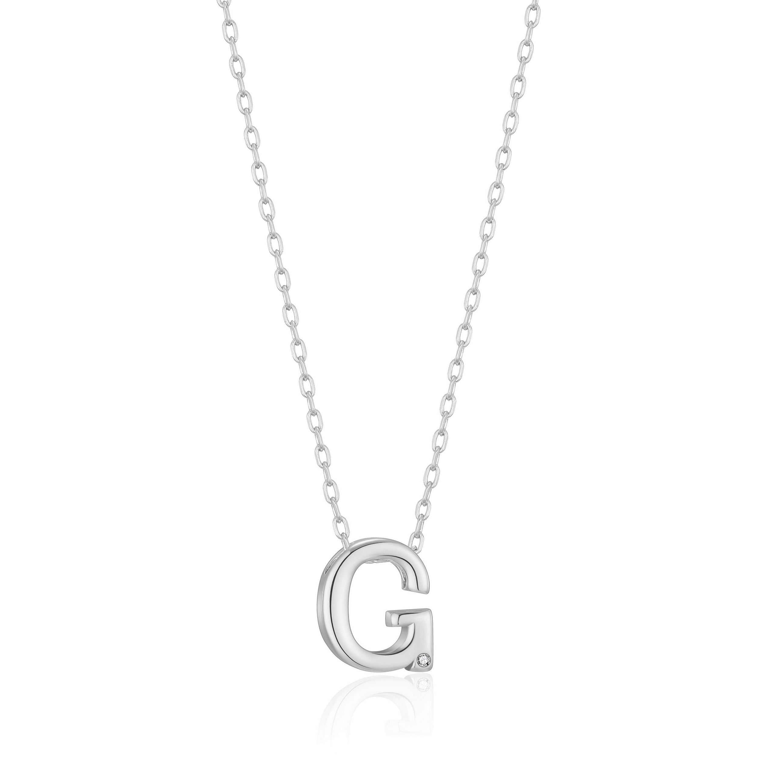 Initial Necklace Letter G Created with Zircondia® Crystals