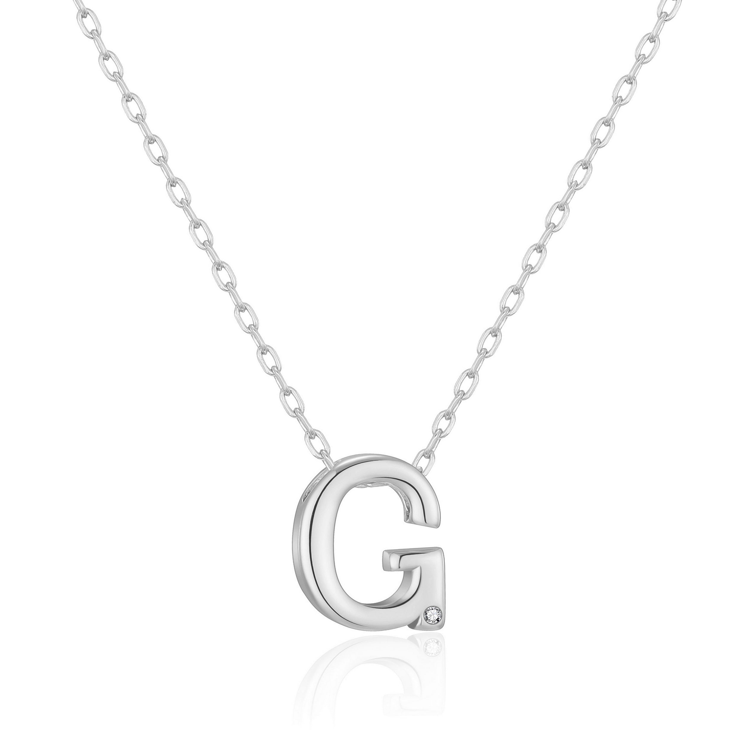 Initial Necklace Letter G Created with Zircondia® Crystals