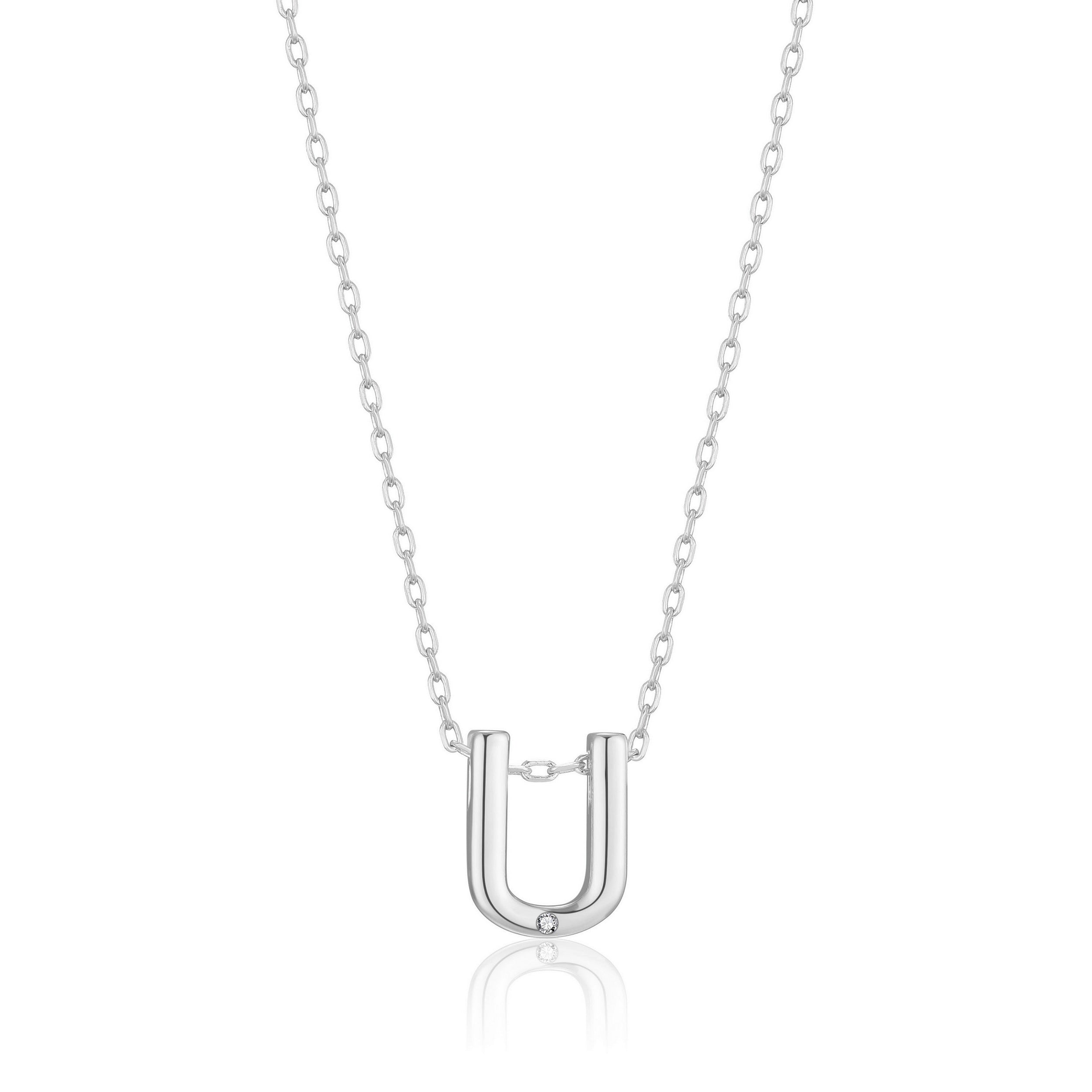 Initial Necklace Letter U Created with Zircondia® Crystals