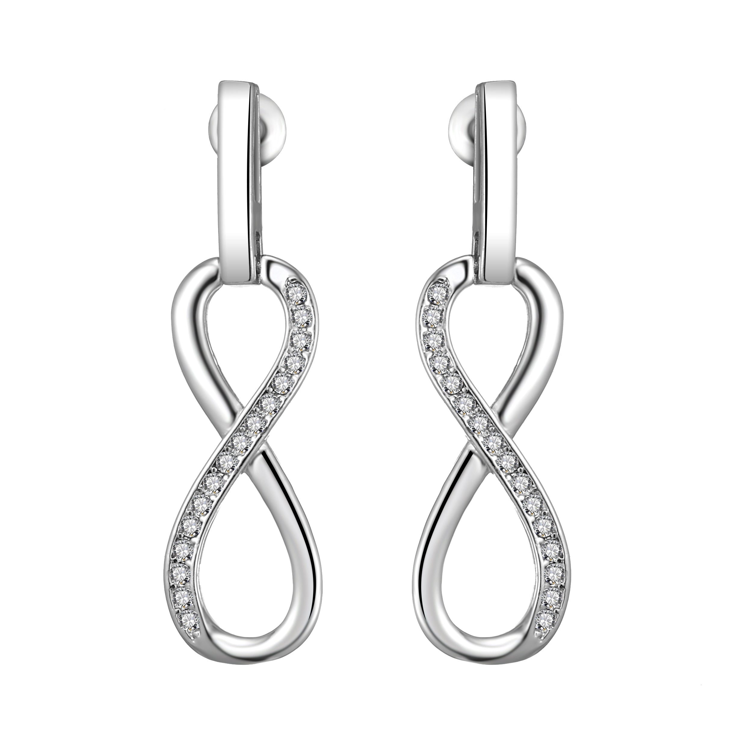 Silver Plated Infinity Drop Earrings Created with Zircondia® Crystals