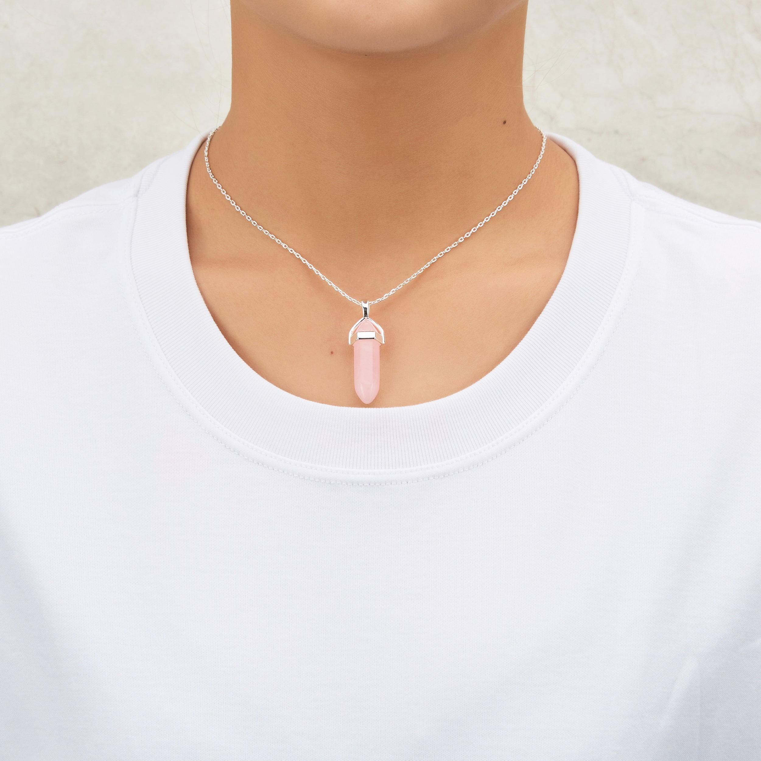 Rose Quartz Genuine Gemstone Necklace