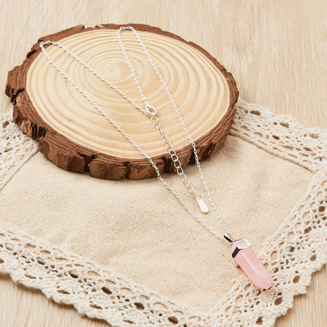 Rose Quartz Genuine Gemstone Necklace by Philip Jones Jewellery