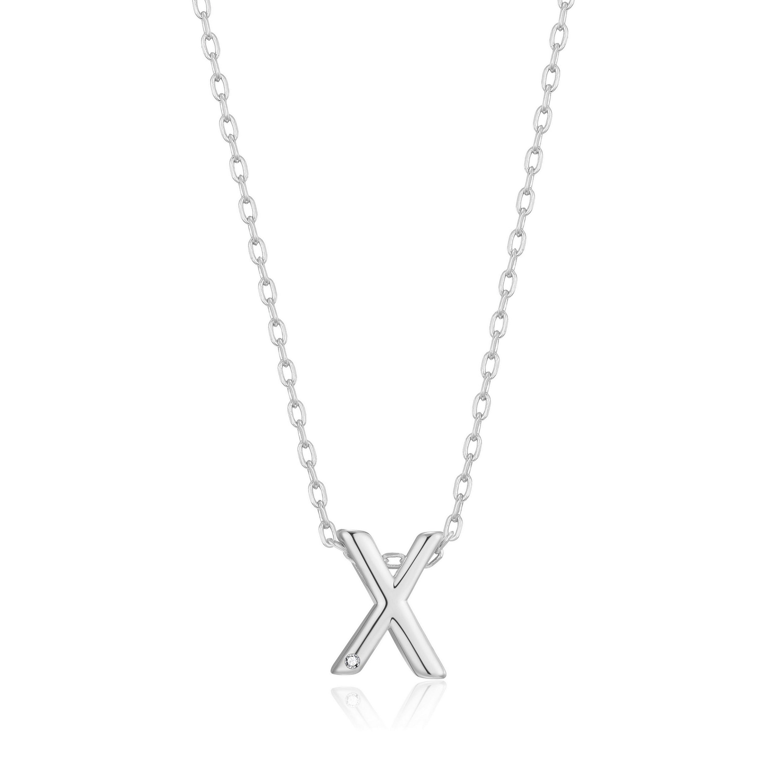 Initial Necklace Letter X Created with Zircondia® Crystals