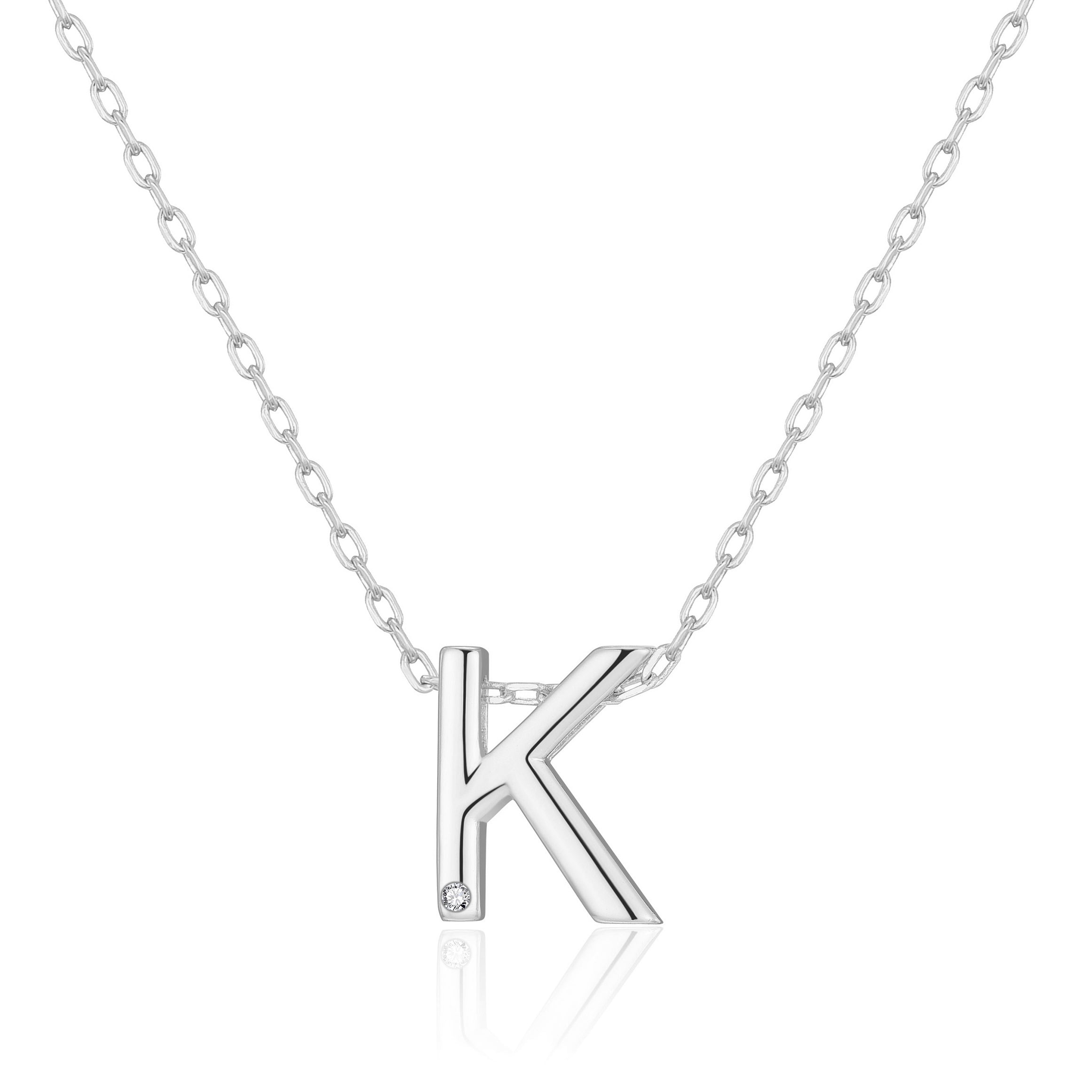 Initial Necklace Letter K Created with Zircondia® Crystals