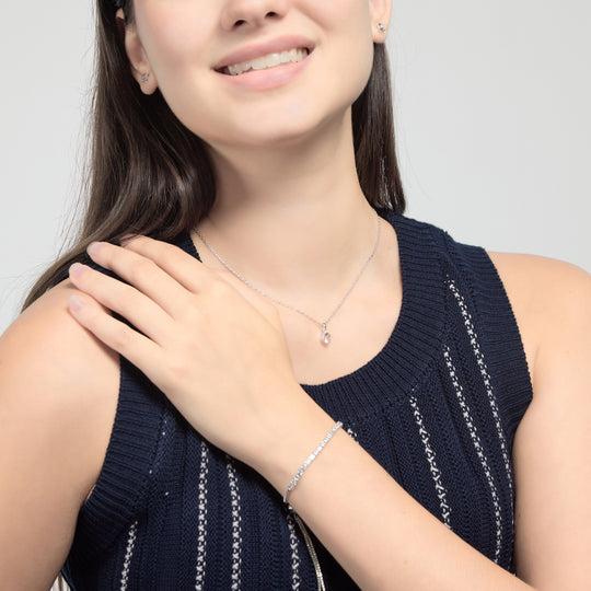 Silver Plated Solitaire Friendship Slider Set Created with Zircondia® Crystals