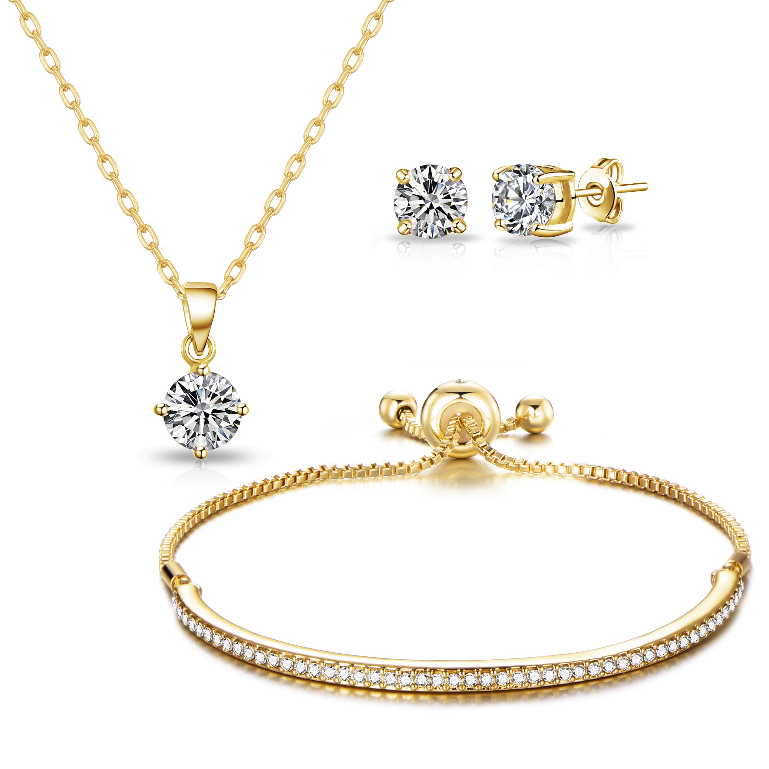 Gold Plated Friendship Set Created with Zircondia® Crystals by Philip Jones Jewellery