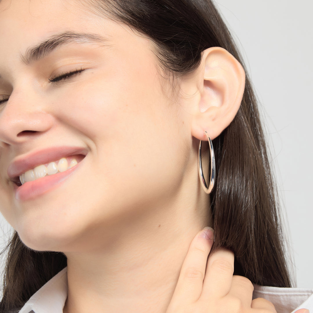 Silver Plated 40mm Hoop Earrings