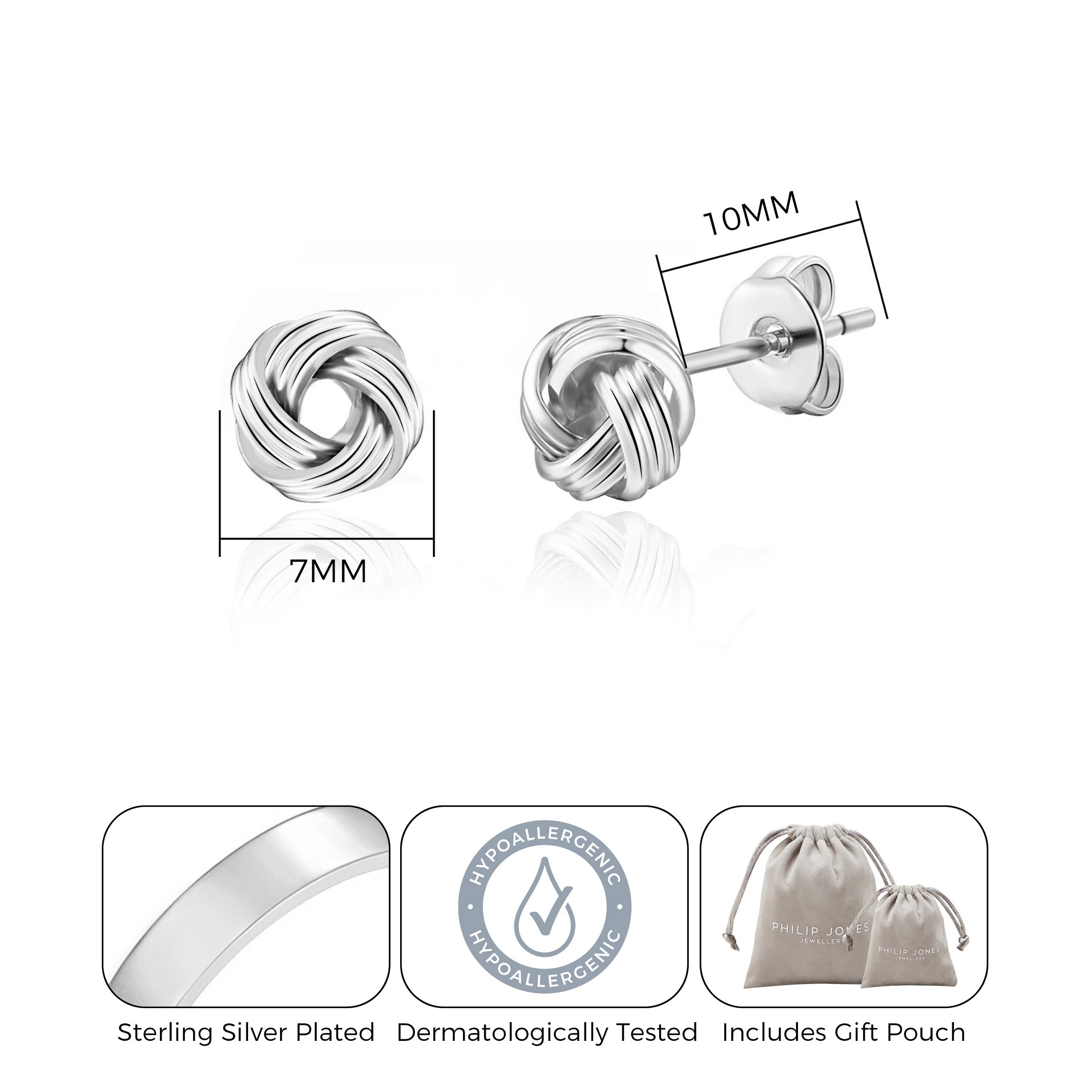 Silver Plated Love Knot Earrings