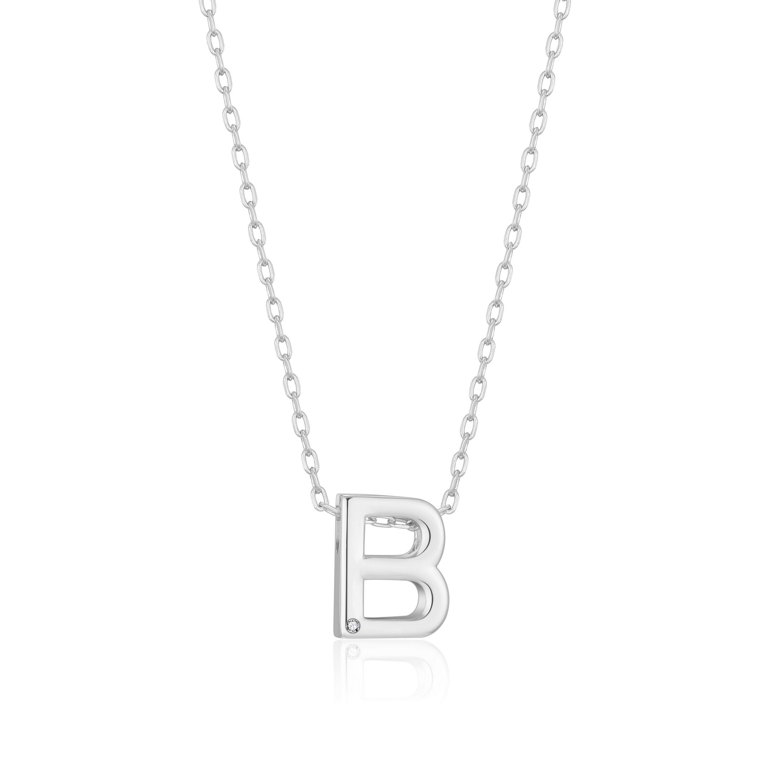 Initial Necklace Letter B Created with Zircondia® Crystals