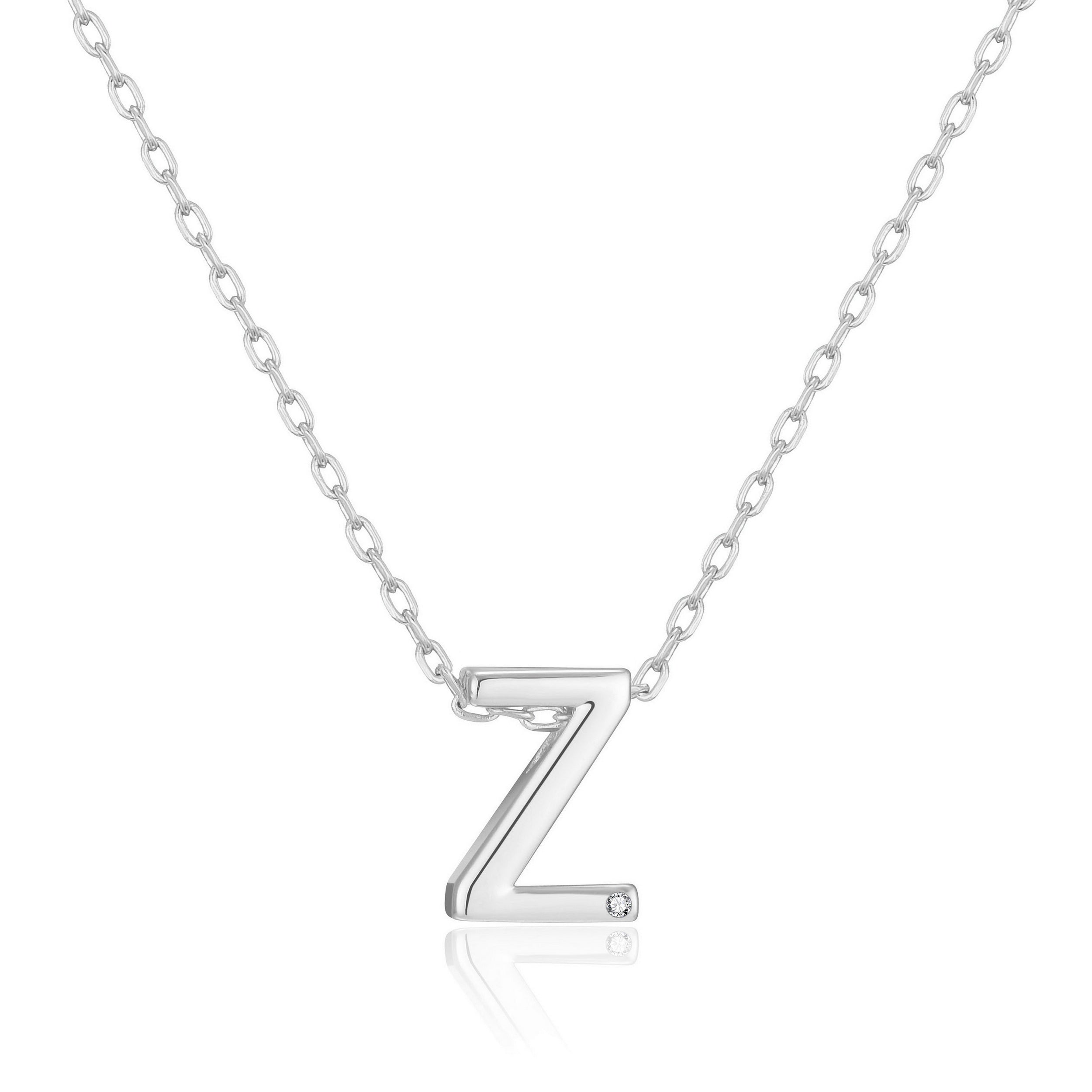 Initial Necklace Letter Z Created with Zircondia® Crystals