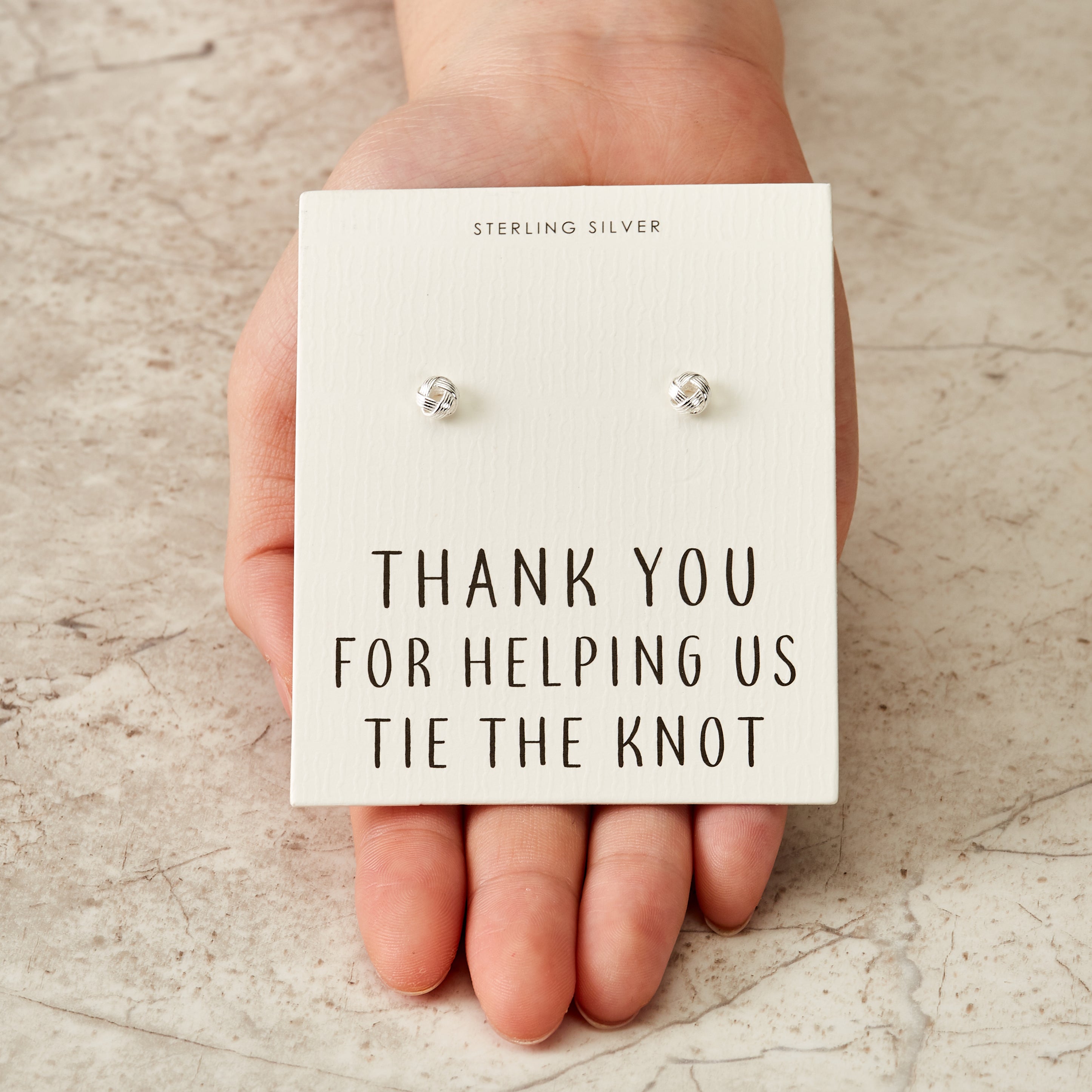 Sterling Silver Thank You for Helping us Tie The Knot Earrings