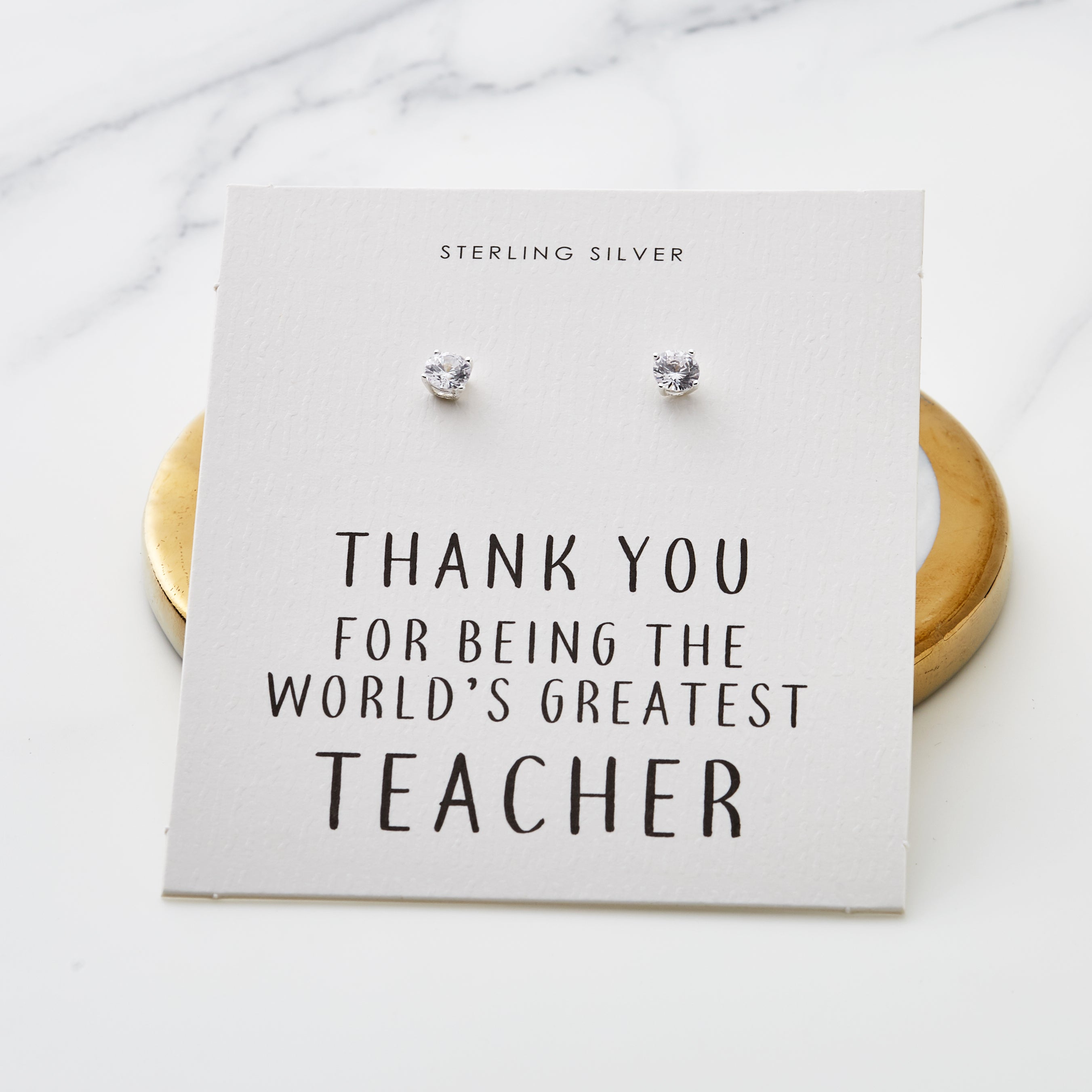 Sterling Silver World's Greatest Teacher Crystal Earrings