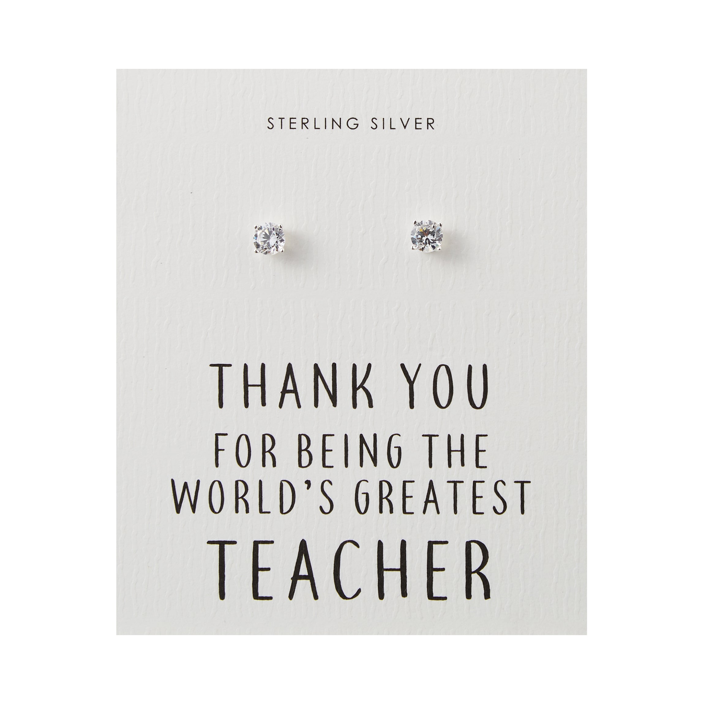 Sterling Silver World's Greatest Teacher Crystal Earrings