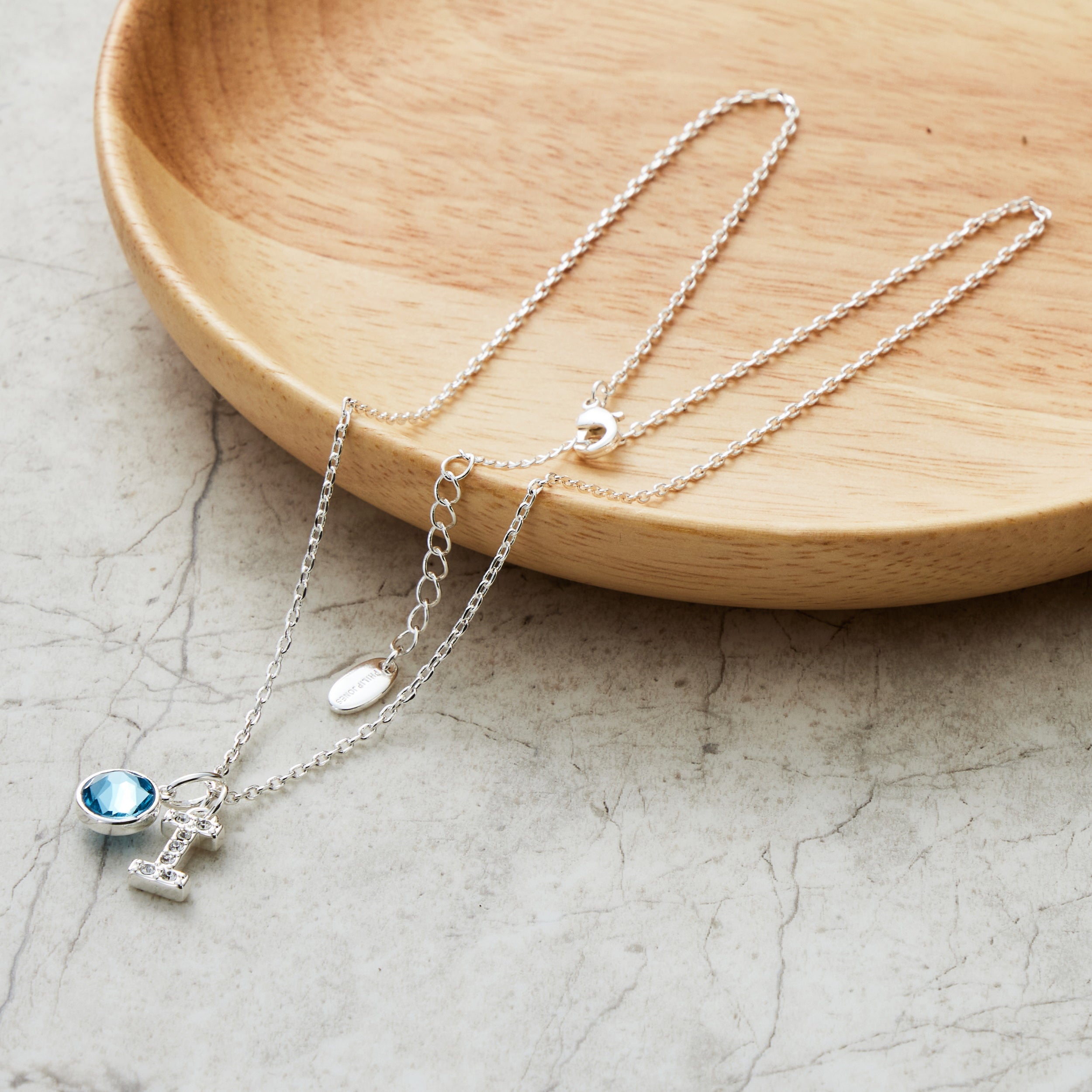 Pave Initial I Necklace with Birthstone Charm Created with Zircondia® Crystals