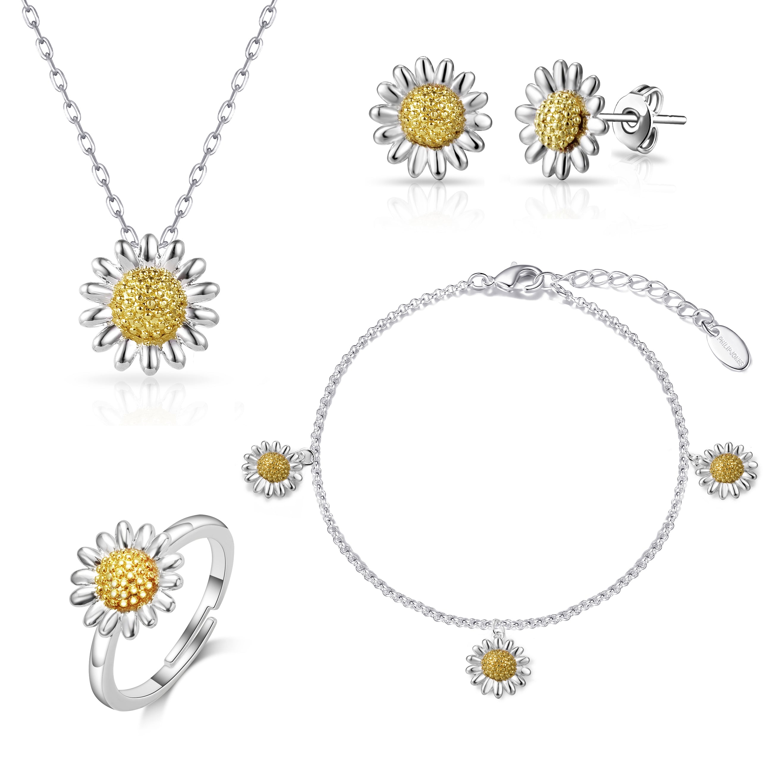 4pc Daisy Bracelet Set by Philip Jones Jewellery