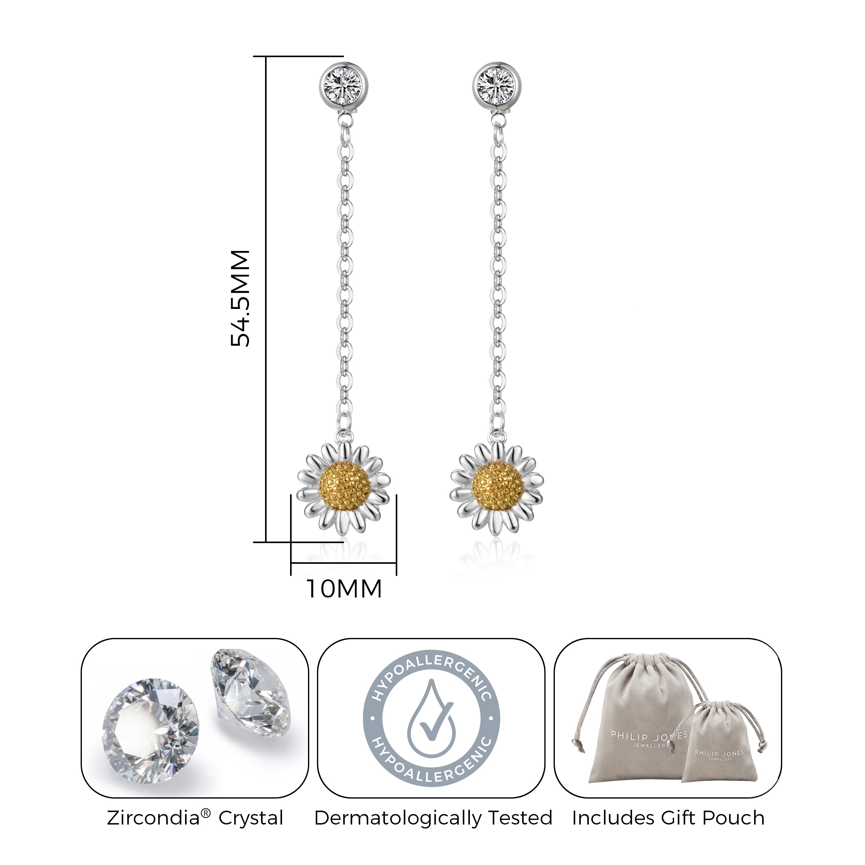 Daisy Drop Earrings Created with Zircondia® Crystals