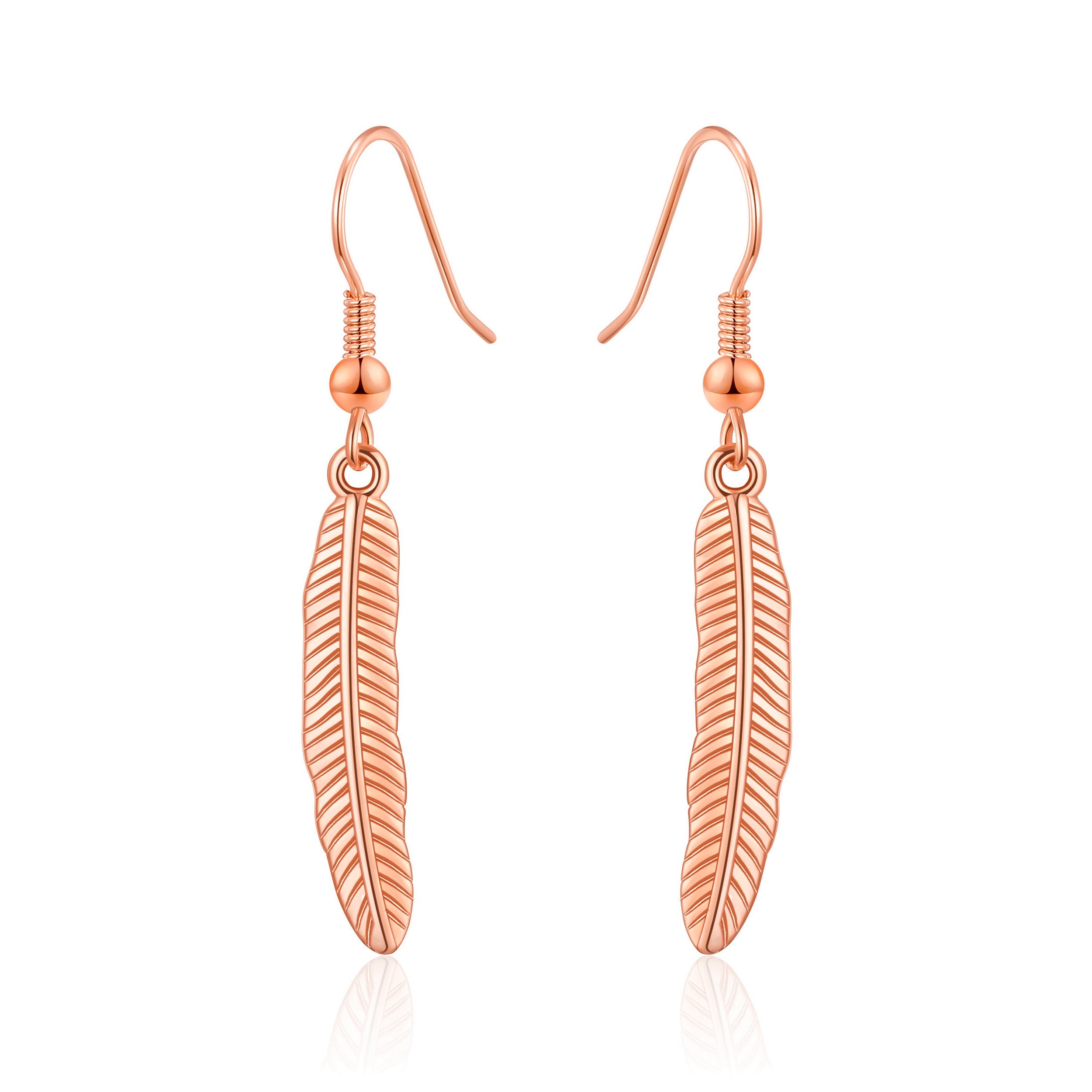 Rose Gold Plated Feather Earrings