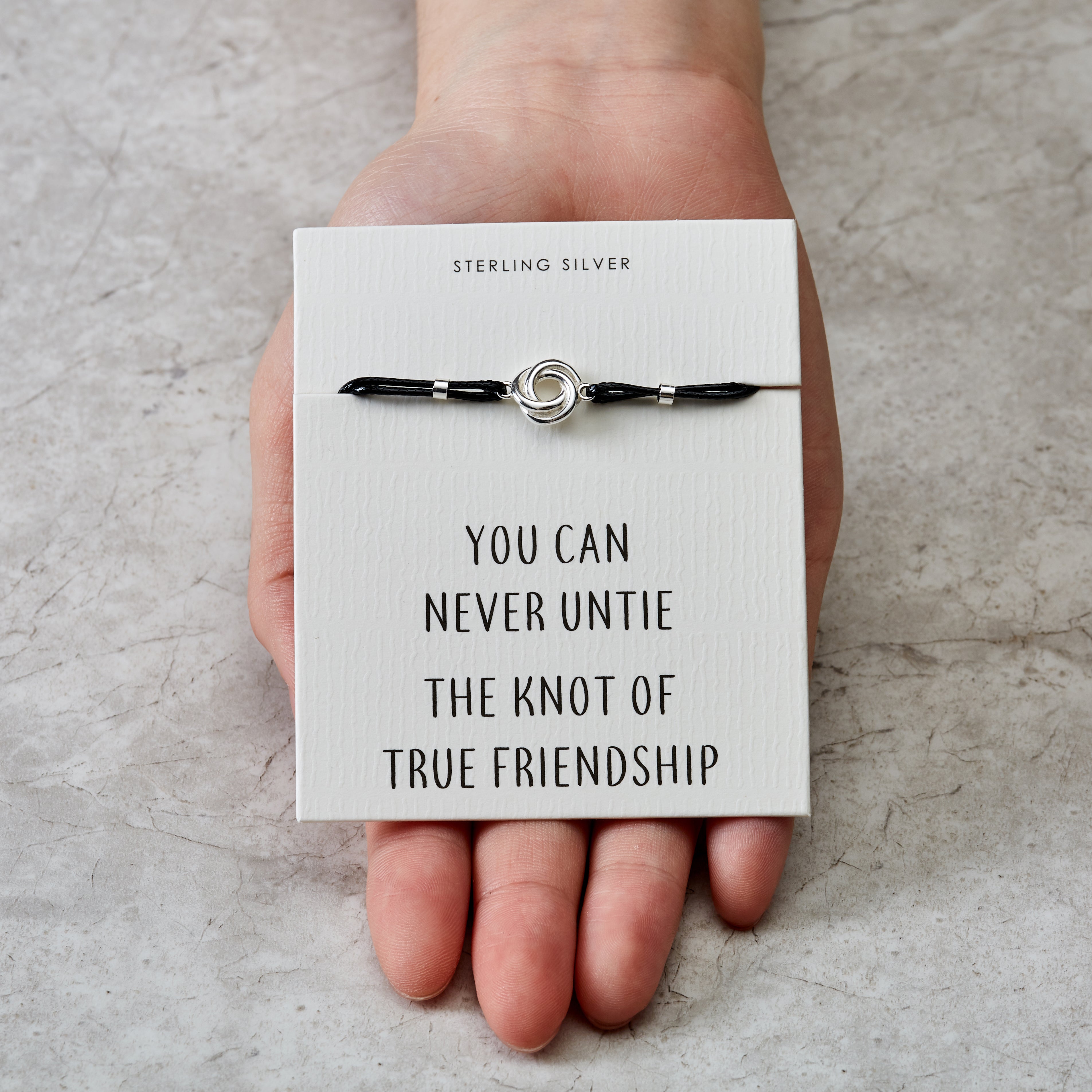 Sterling Silver Knot Quote Bracelet