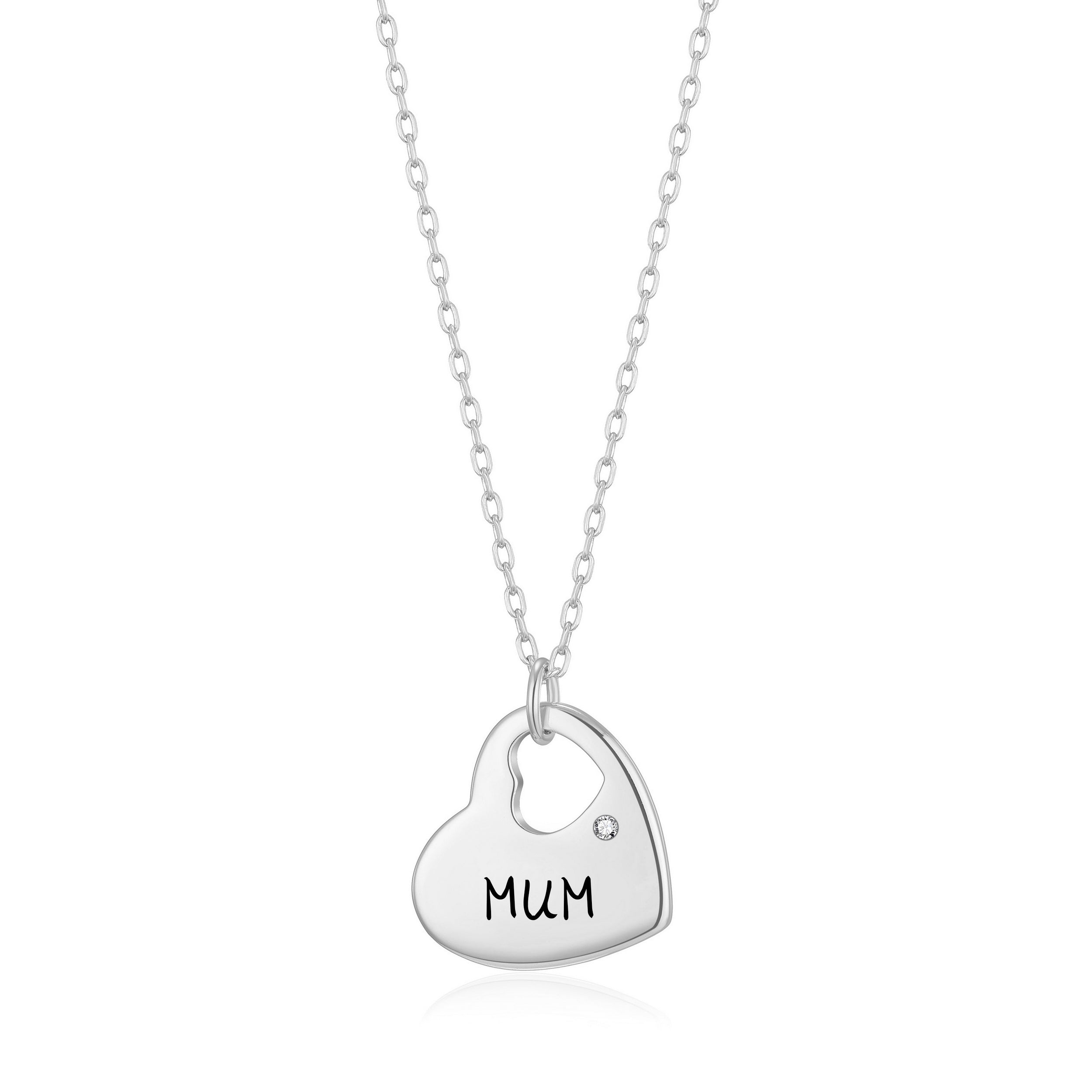 Mum Heart Necklace Created with Zircondia® Crystals