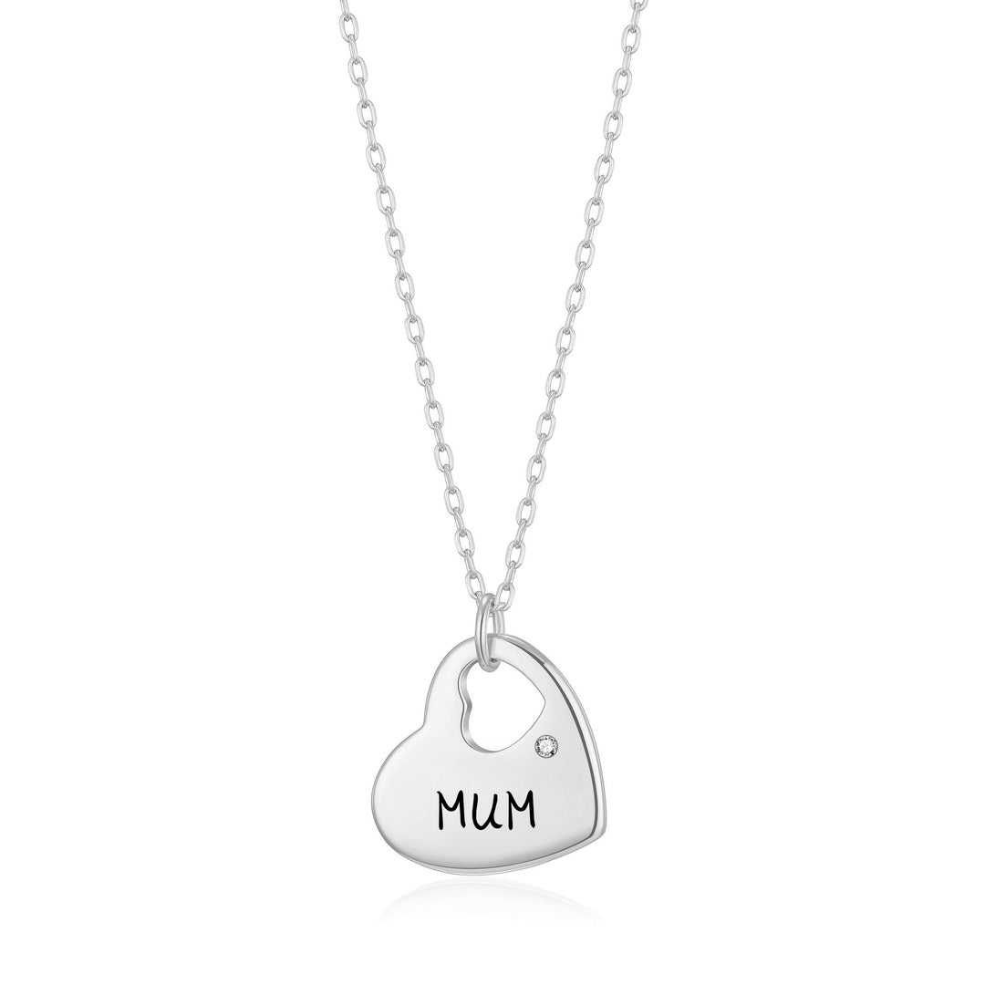 Mother and Daughter Quote Heart Necklace Created with Zircondia® Crystals