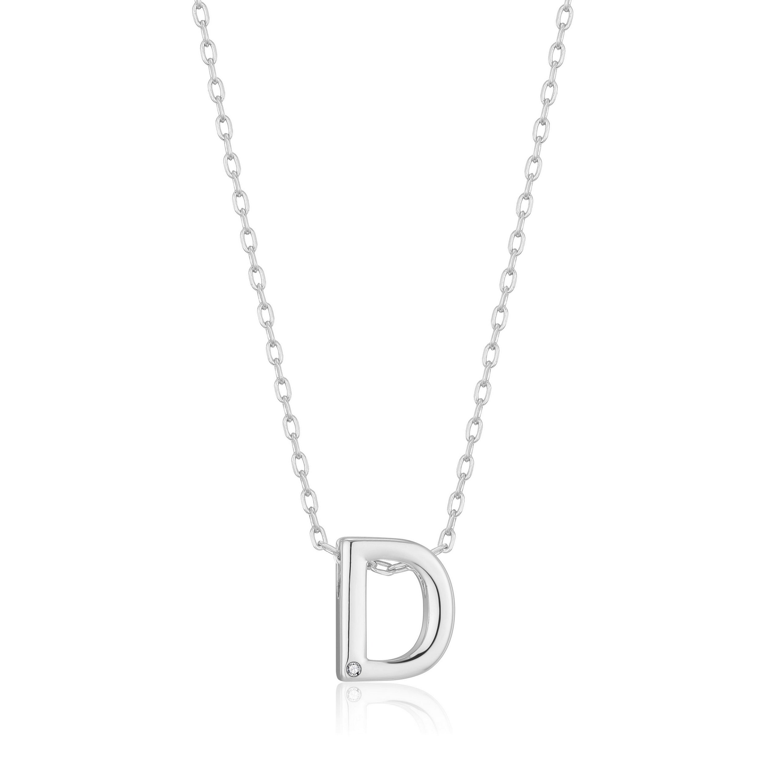 Initial Necklace Letter D Created with Zircondia® Crystals