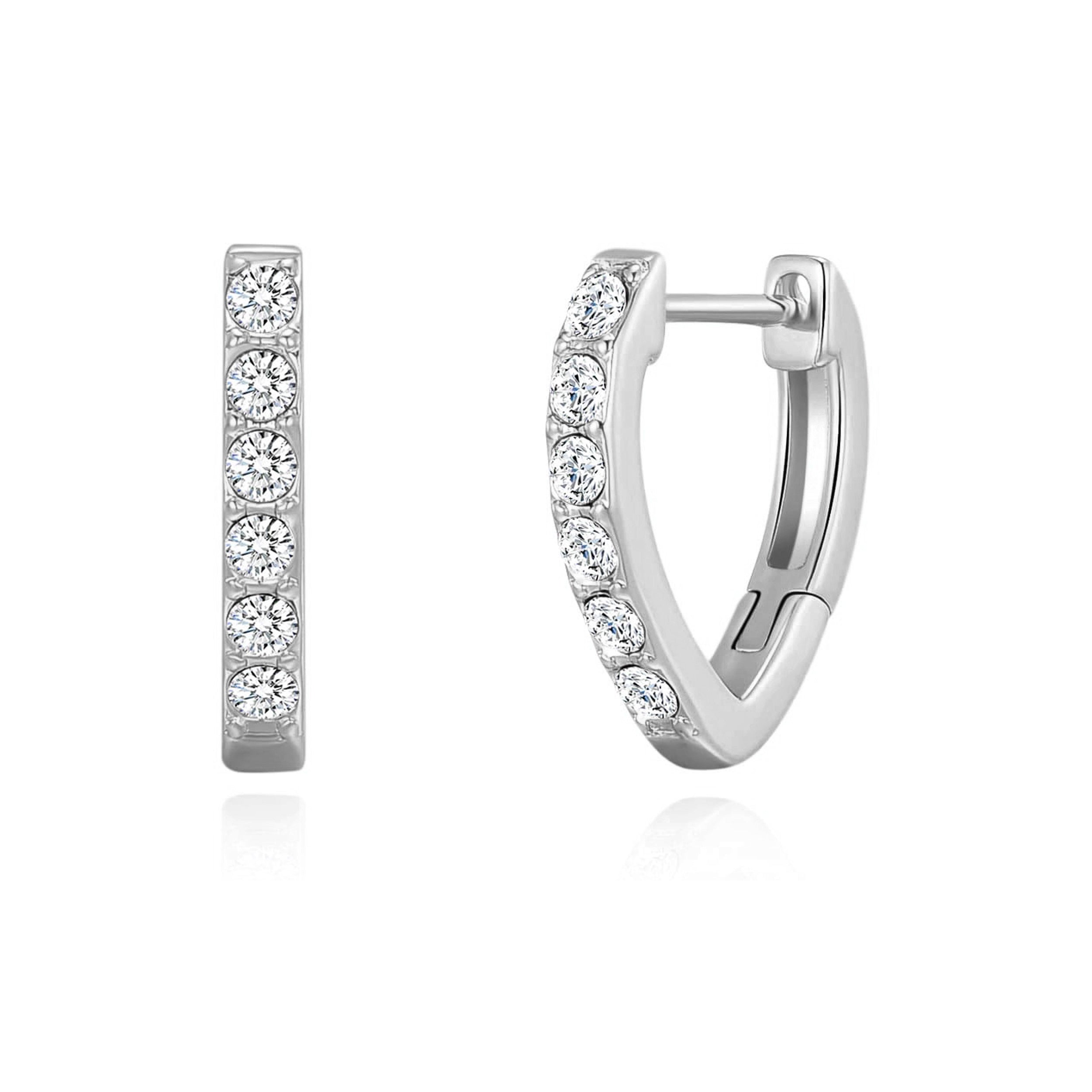 Silver Plated Huggie Hoop Earrings Created with Zircondia® Crystals