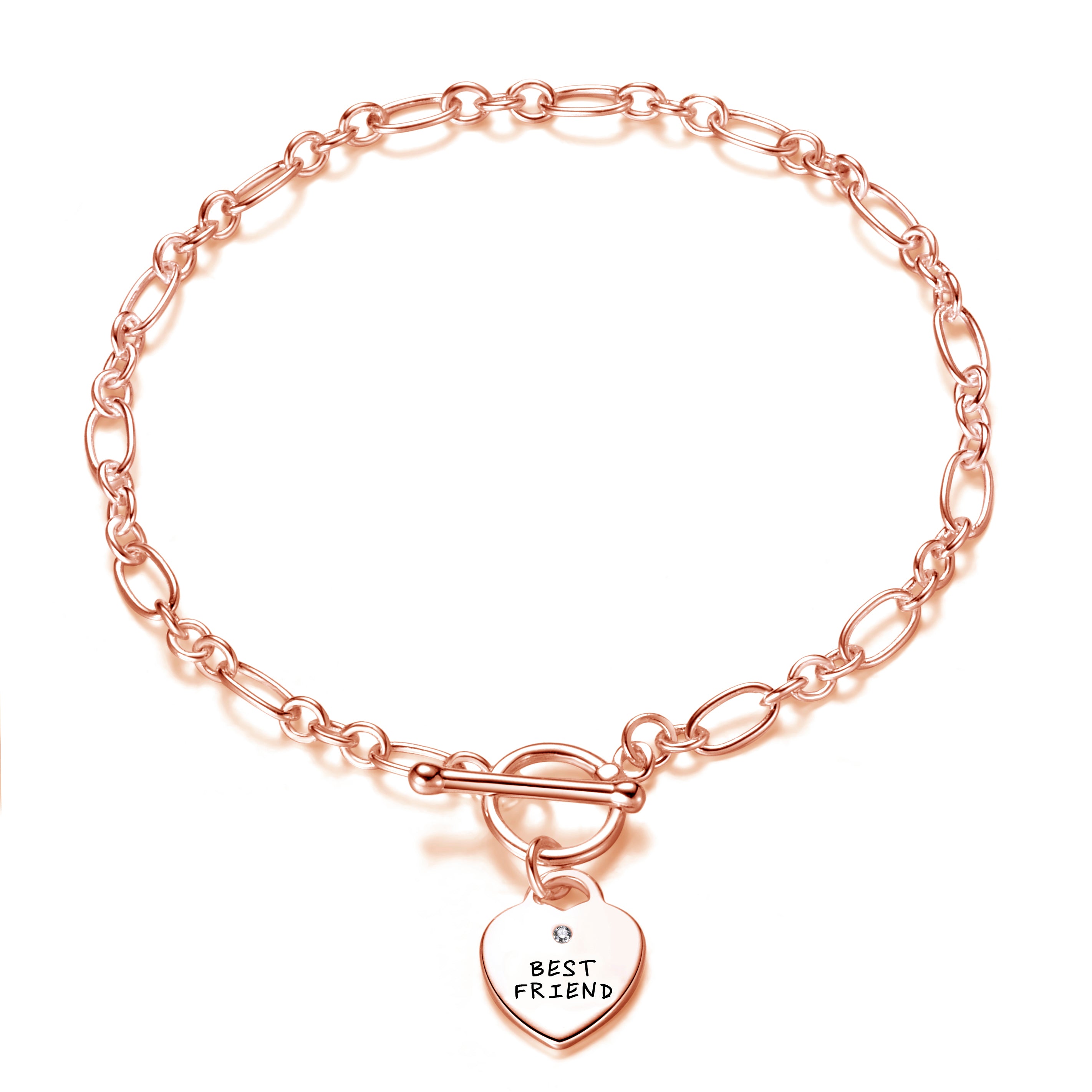Rose Gold Plated Best Friend Charm Bracelet Created with Zircondia® Crystals