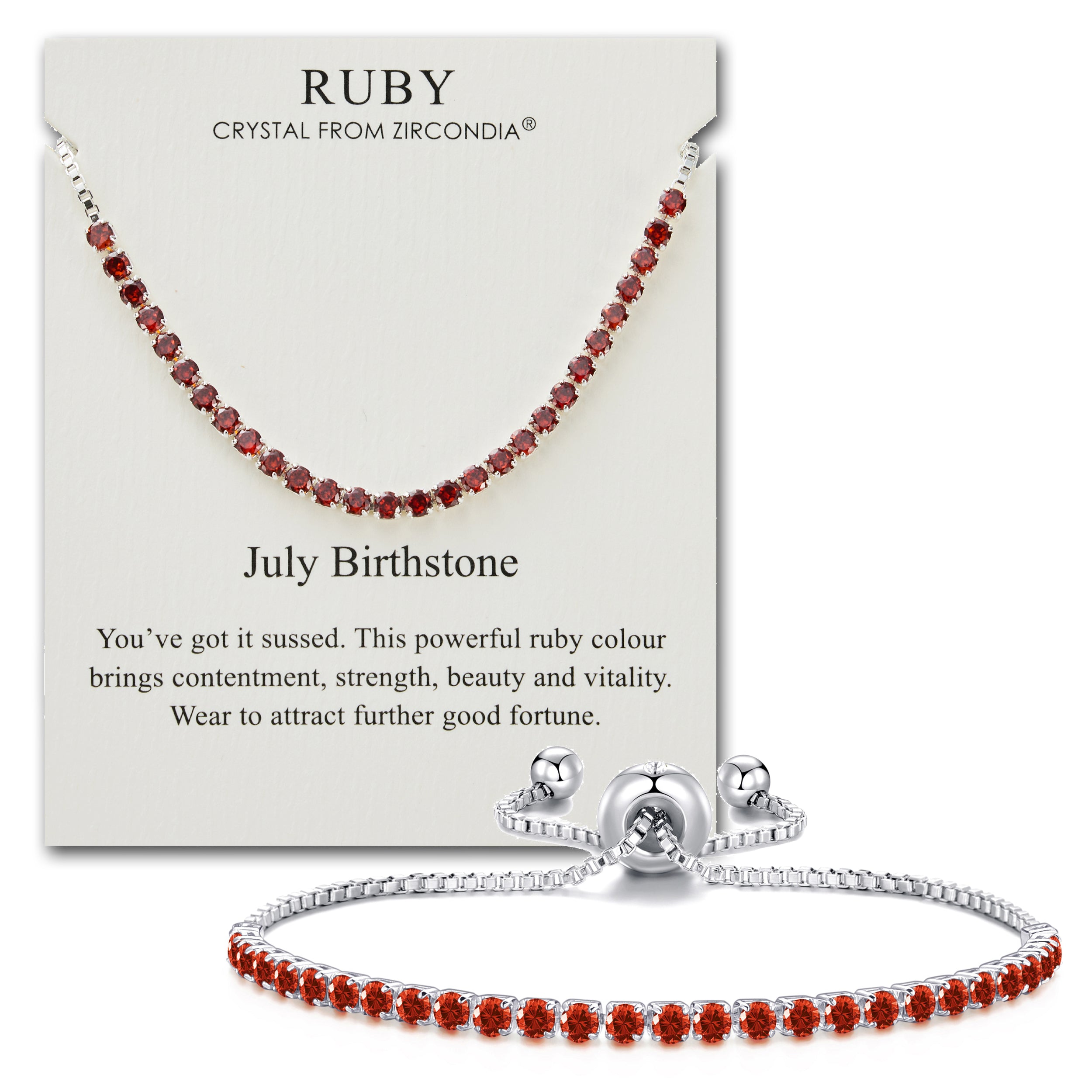 July Birthstone Friendship Bracelet with Ruby Zircondia® Crystals