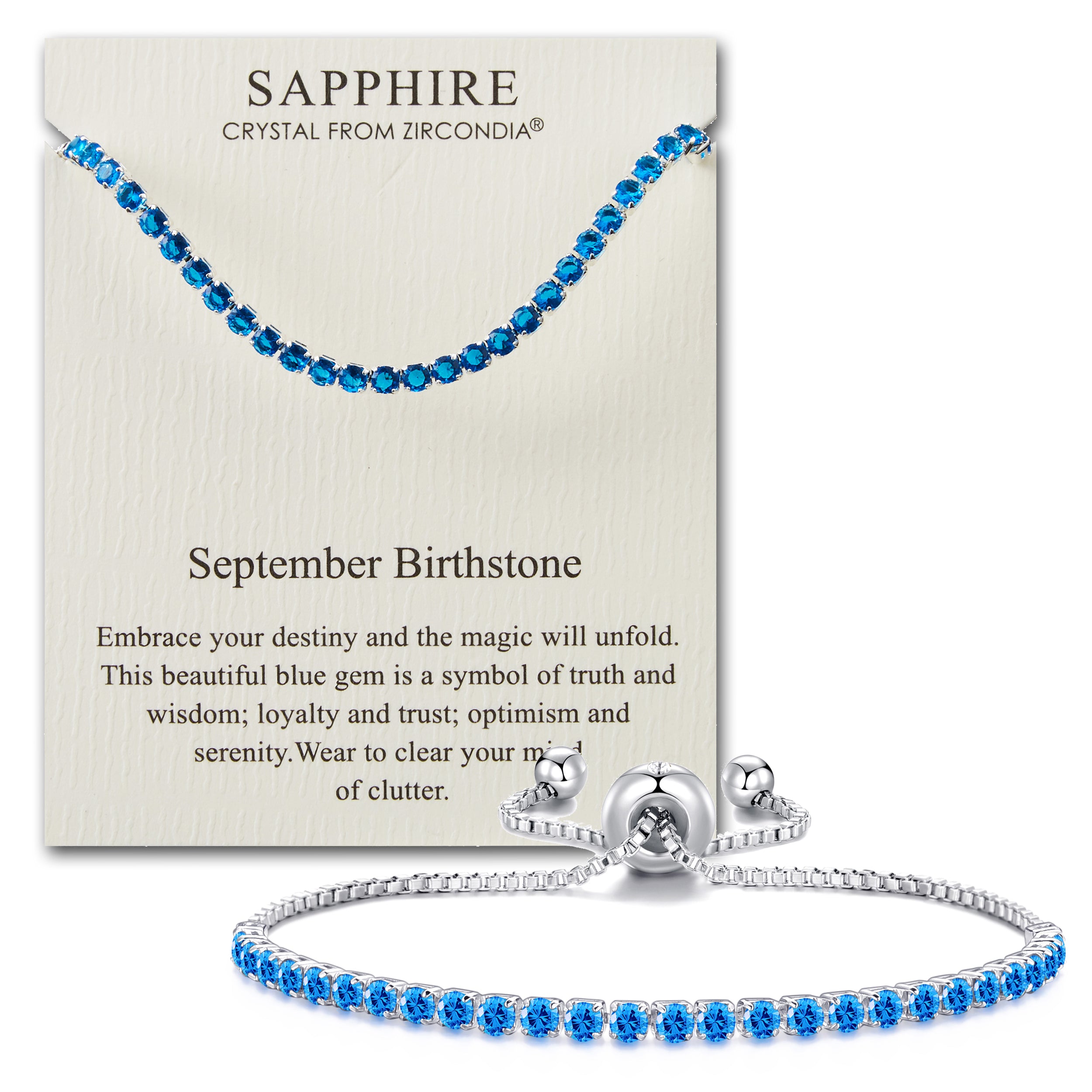 September Birthstone Friendship Bracelet with Sapphire Zircondia® Crystals