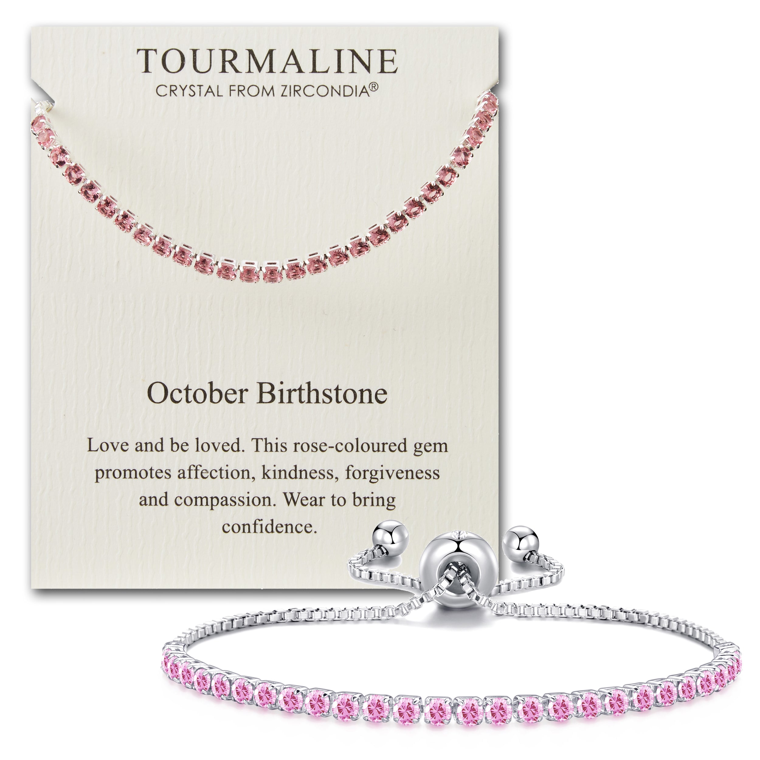 October Birthstone Friendship Bracelet with Tourmaline Zircondia® Crystals