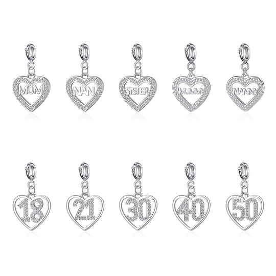 Clip on Family and Birthday Charms Created with Zircondia® Crystals