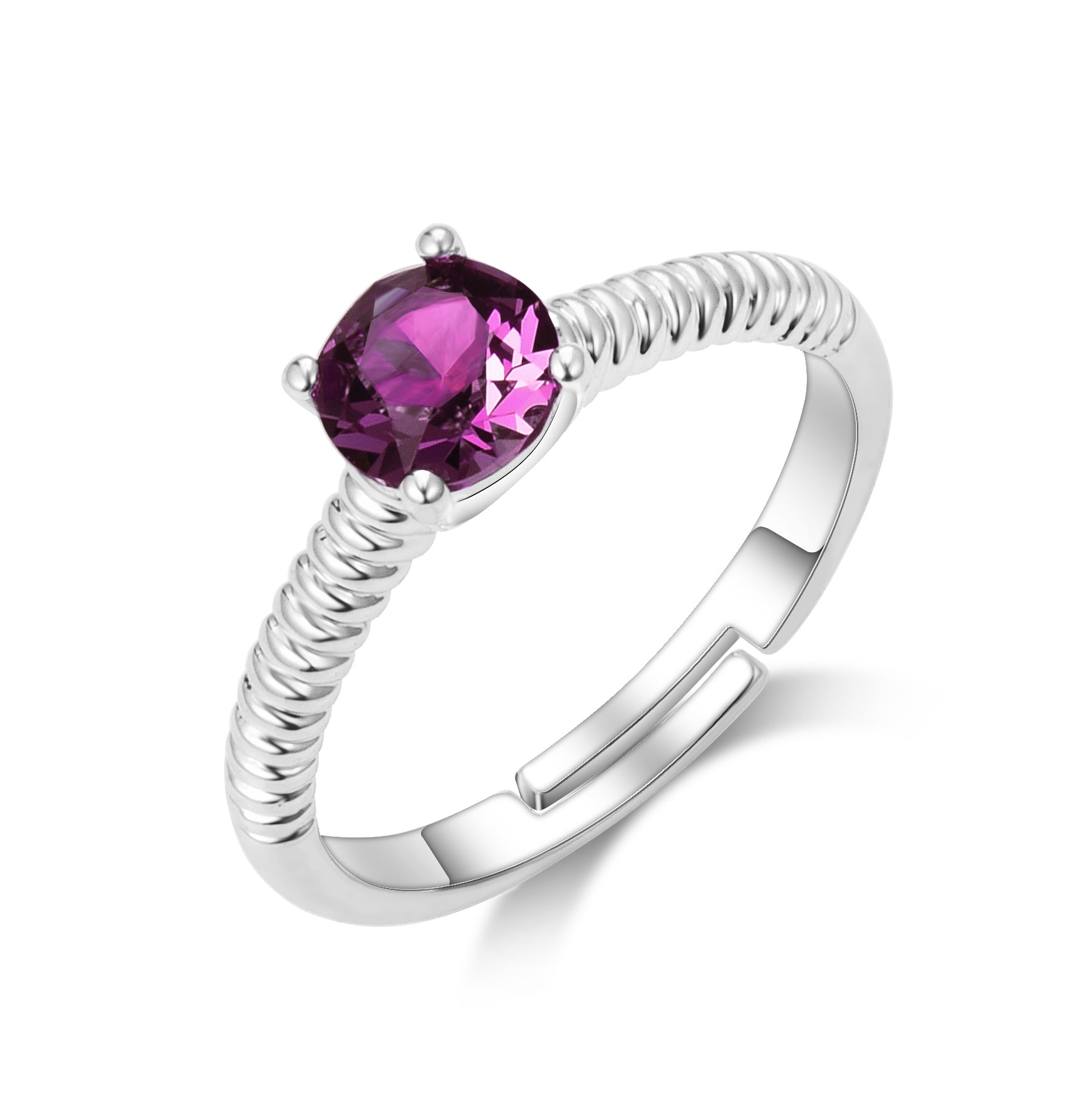 June (Alexandrite) Adjustable Birthstone Ring Created with Zircondia® Crystals