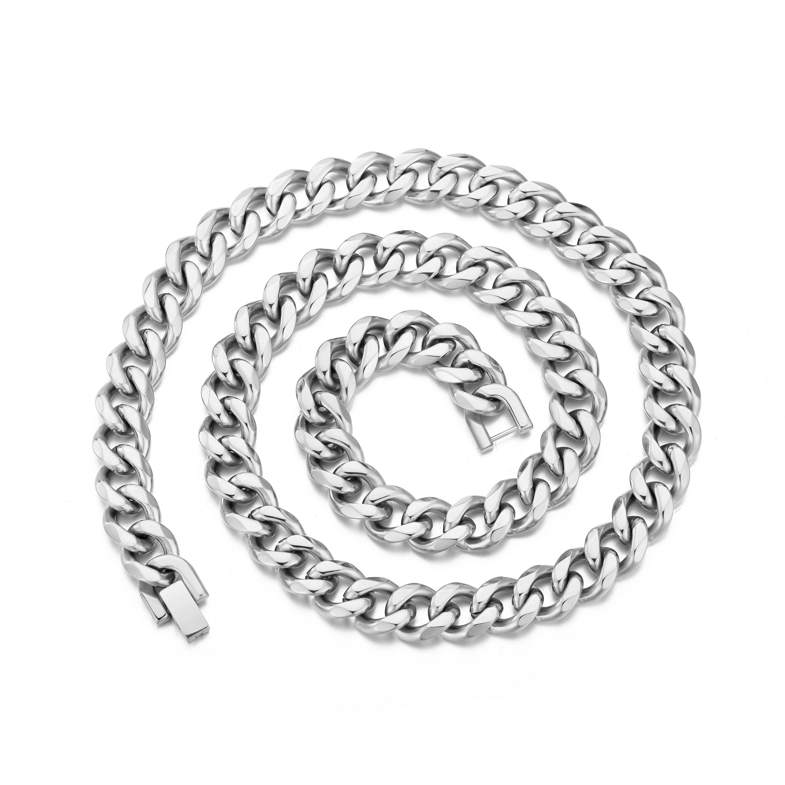 Men's 12mm Stainless Steel 18-24 Inch Cuban Curb Chain Necklace