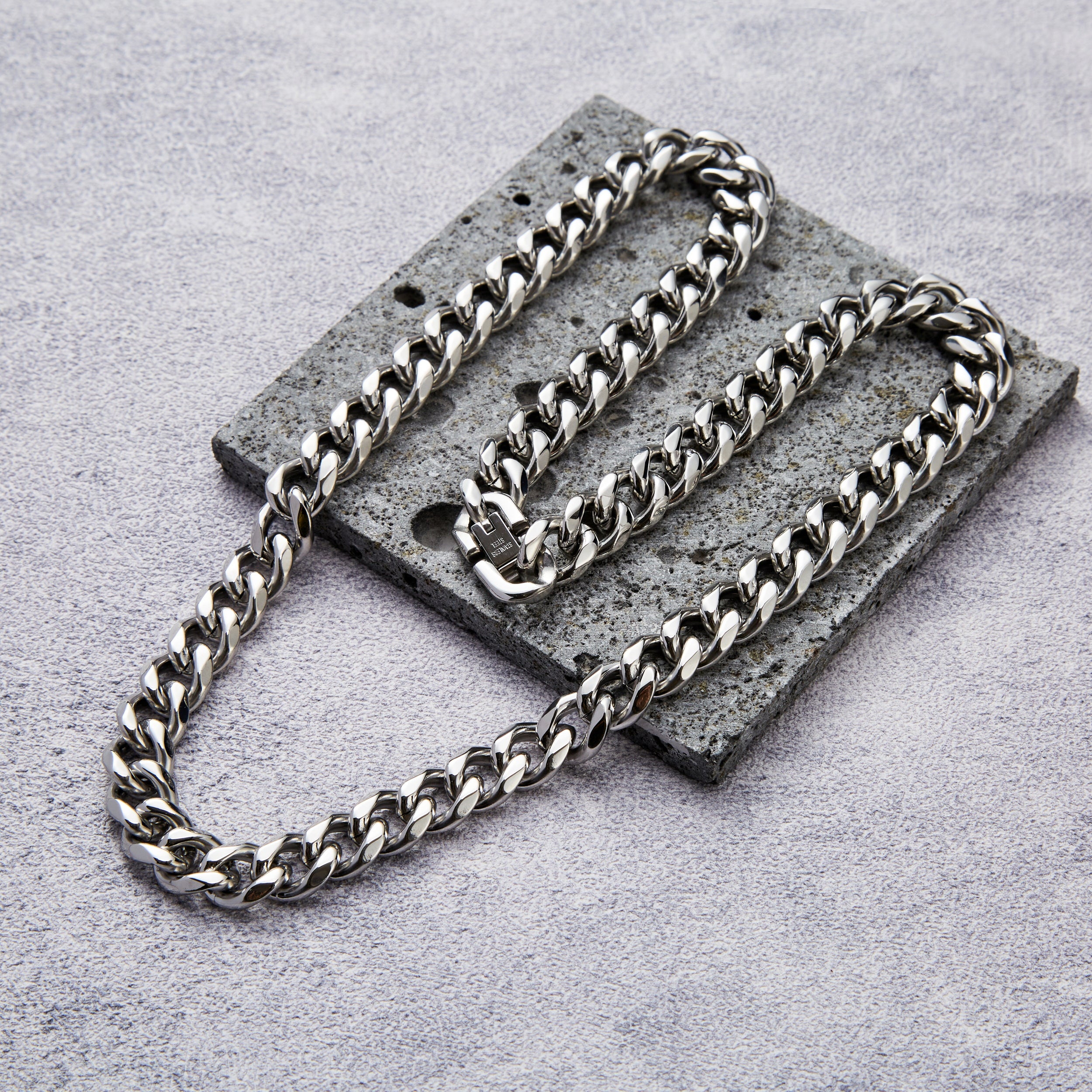 Men's 12mm Stainless Steel 18-24 Inch Cuban Curb Chain Necklace