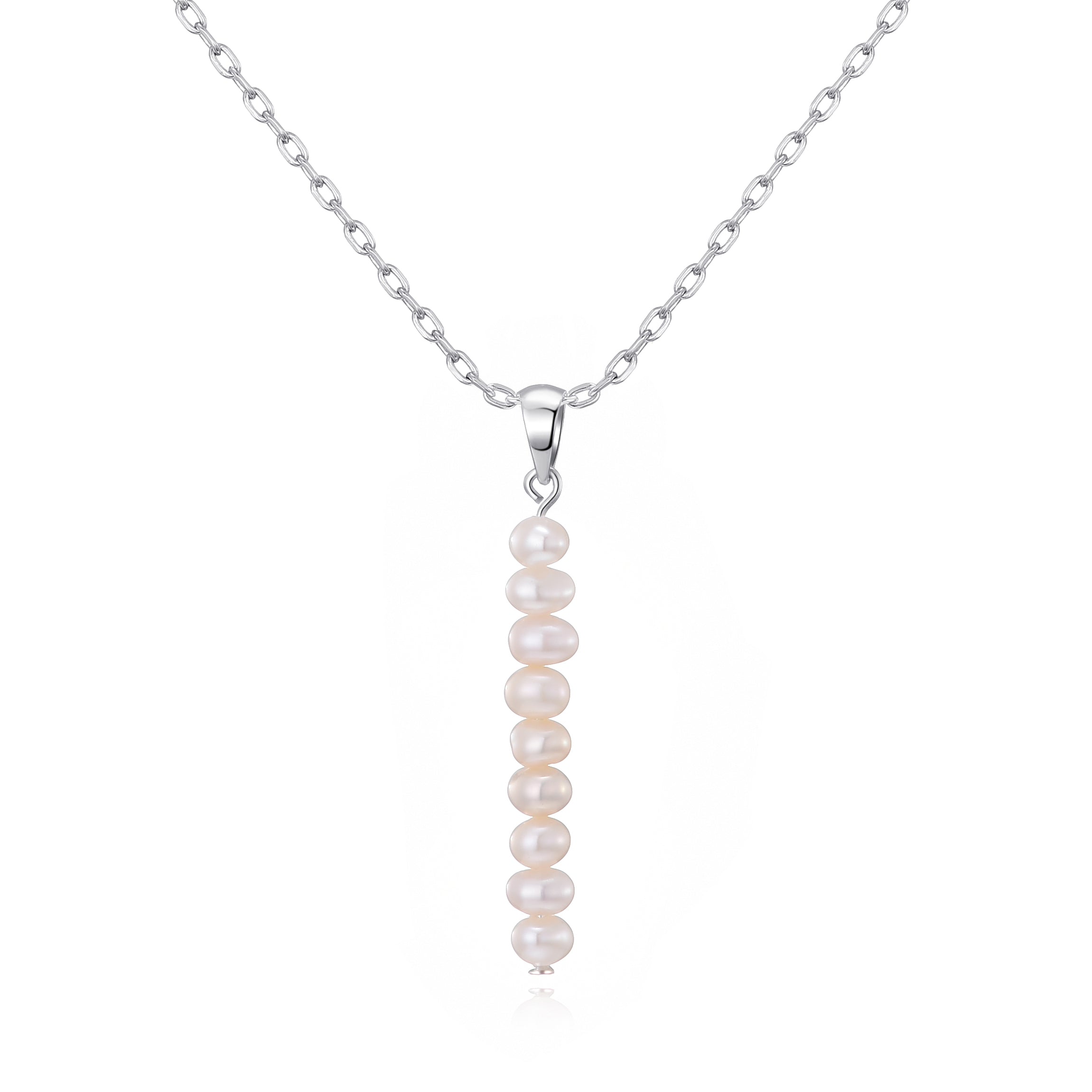 Silver Plated Freshwater Pearl Drop Necklace by Philip Jones Jewellery