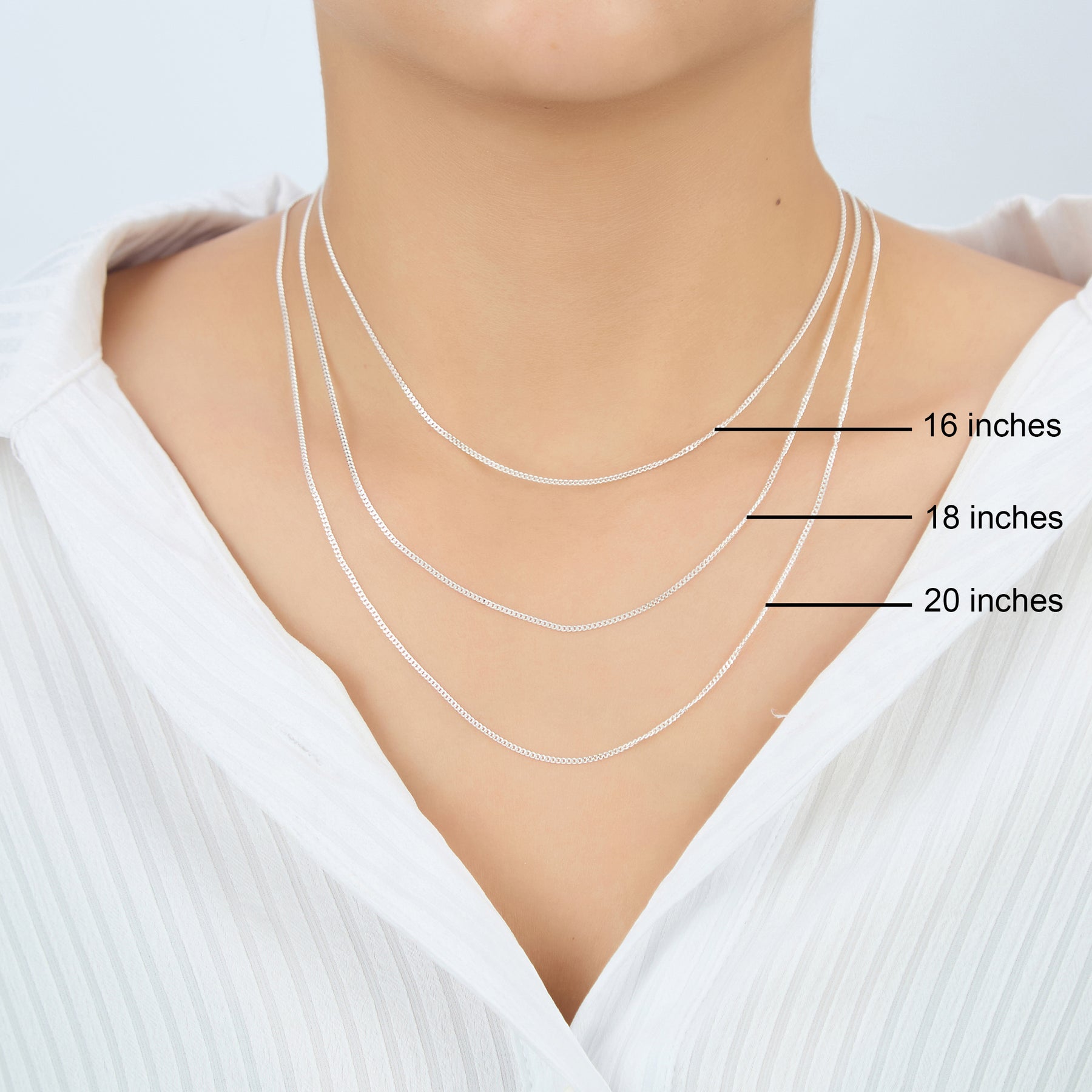 Sterling Silver 16 18 20 Inch 1.2mm Fine Italian Curb Chain Necklace by Philip Jones Jewellery