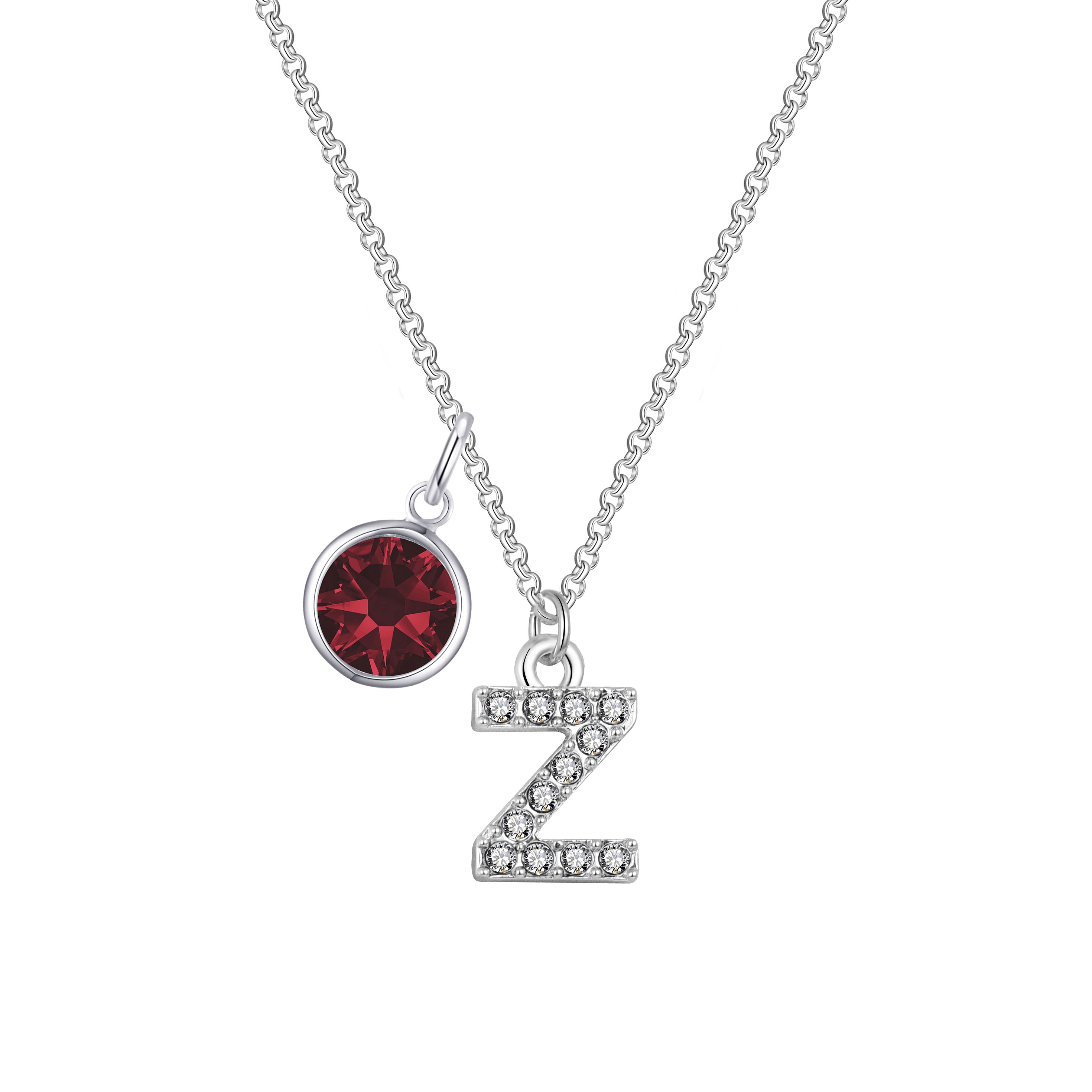 Pave Initial Z Necklace with Birthstone Charm Created with Zircondia® Crystals